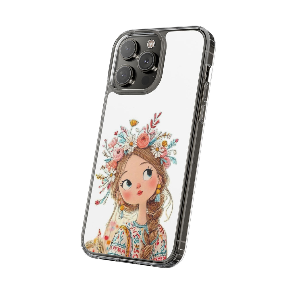 Floral Crown Girl Clear Phone Case