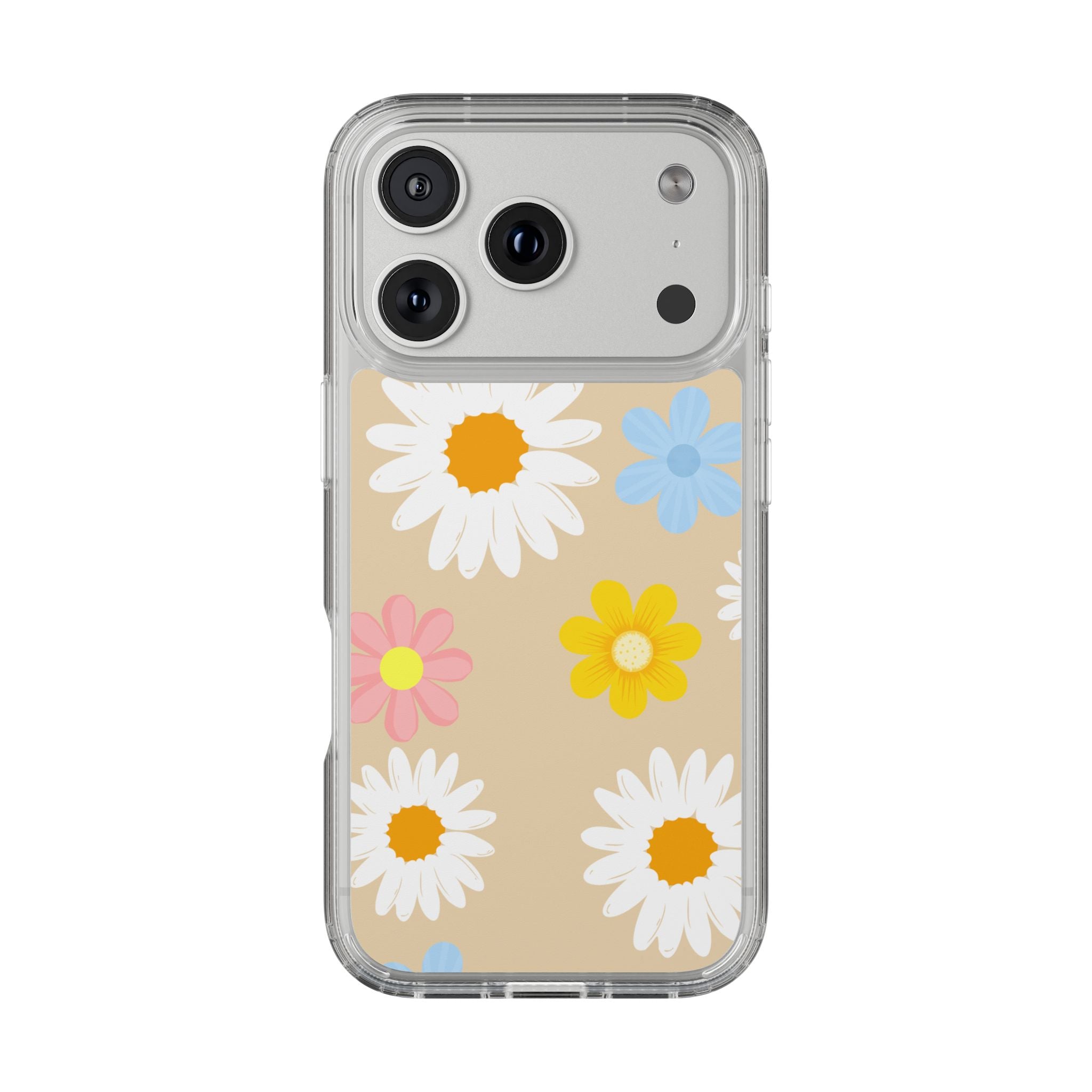 Daisy Floral Clear Phone Case — Pastel Flowers Protective iPhone Cover