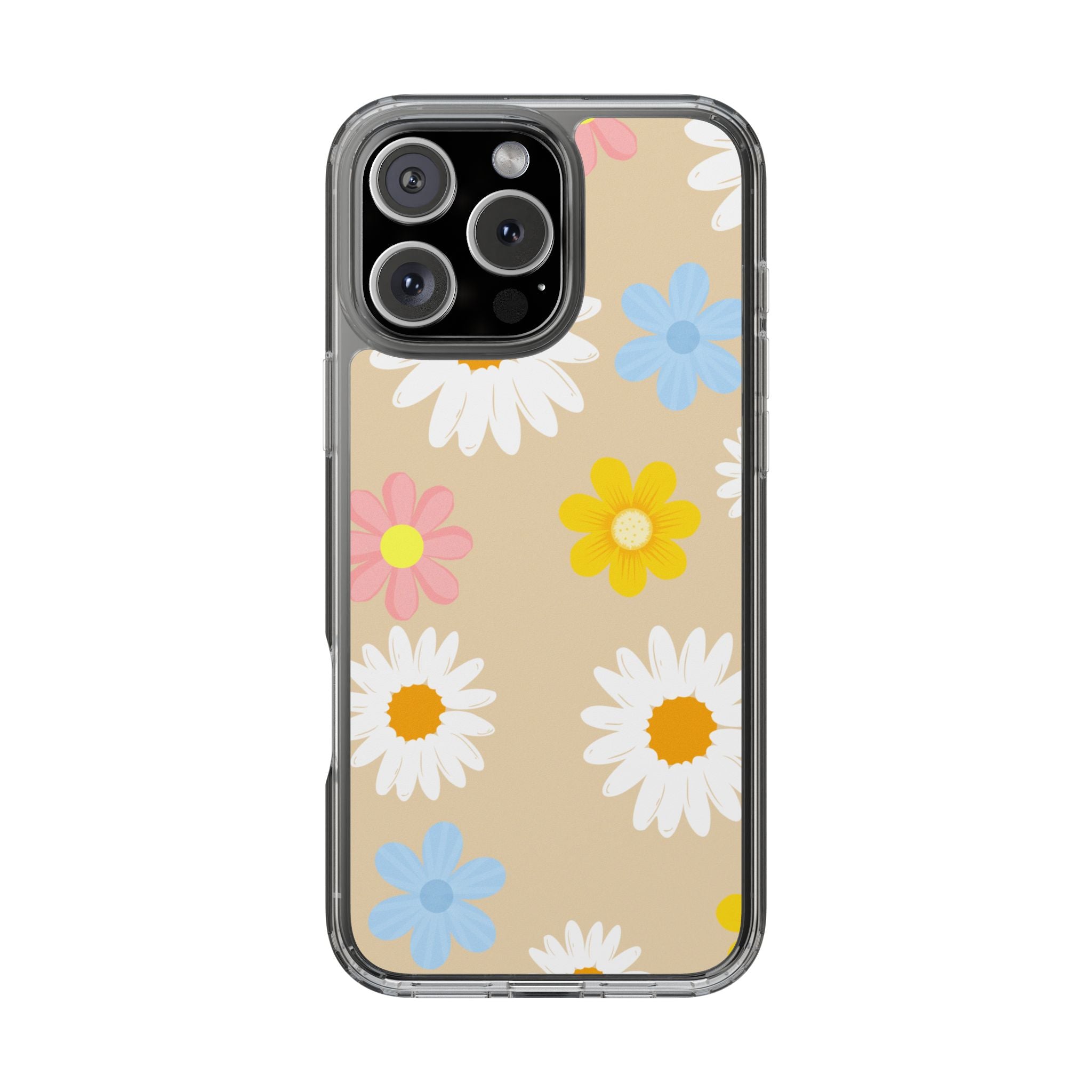 Daisy Floral Clear Phone Case — Pastel Flowers Protective iPhone Cover