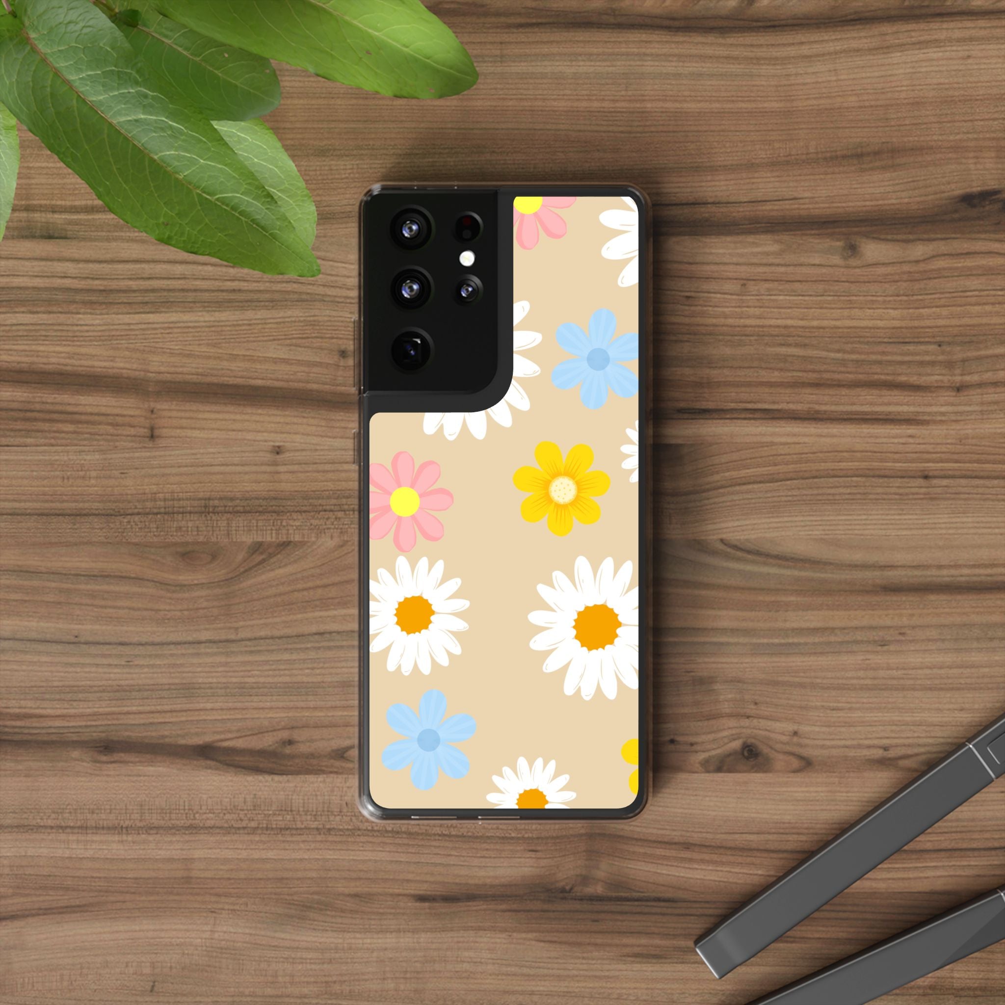 Daisy Floral Clear Phone Case — Pastel Flowers Protective iPhone Cover