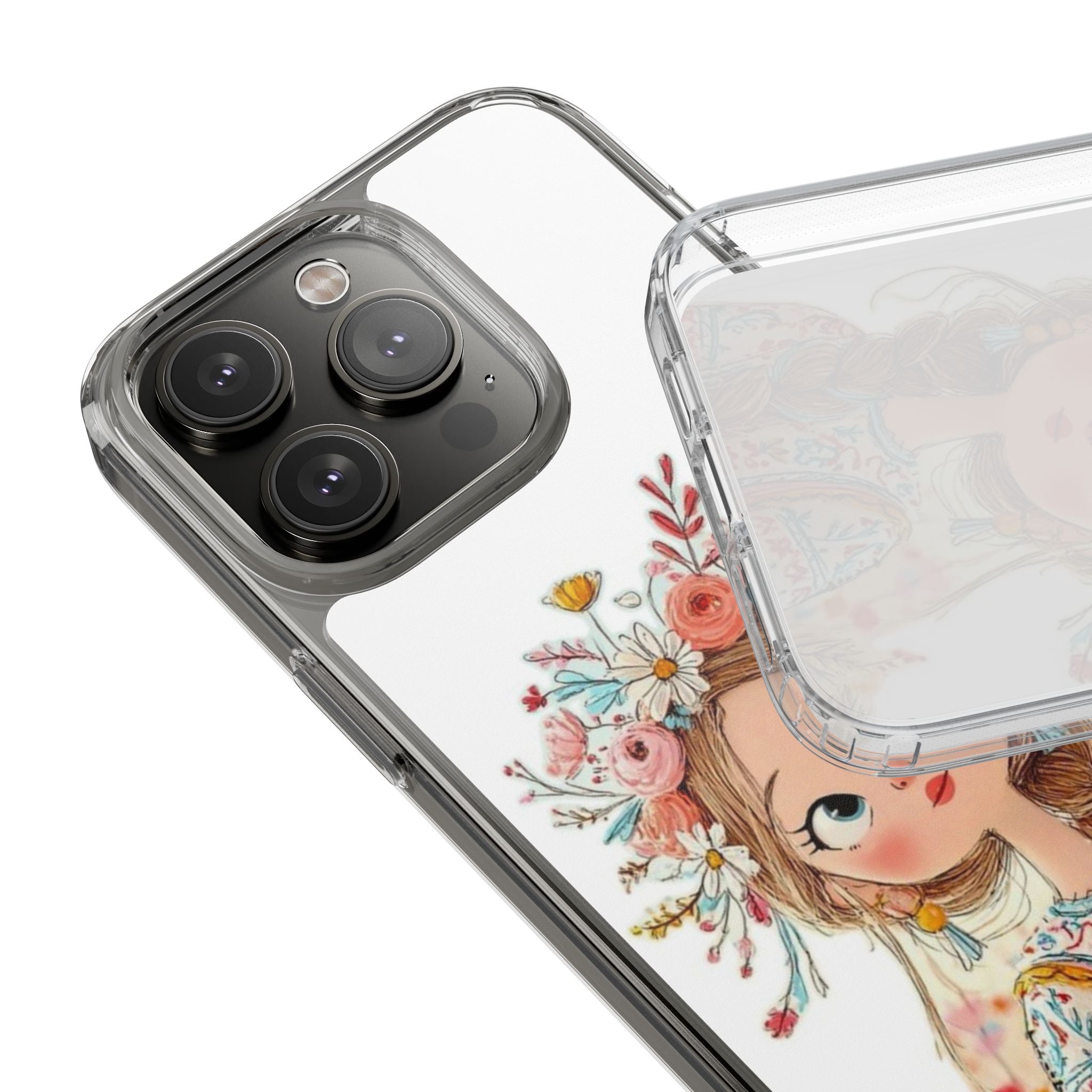 Floral Crown Girl Clear Phone Case