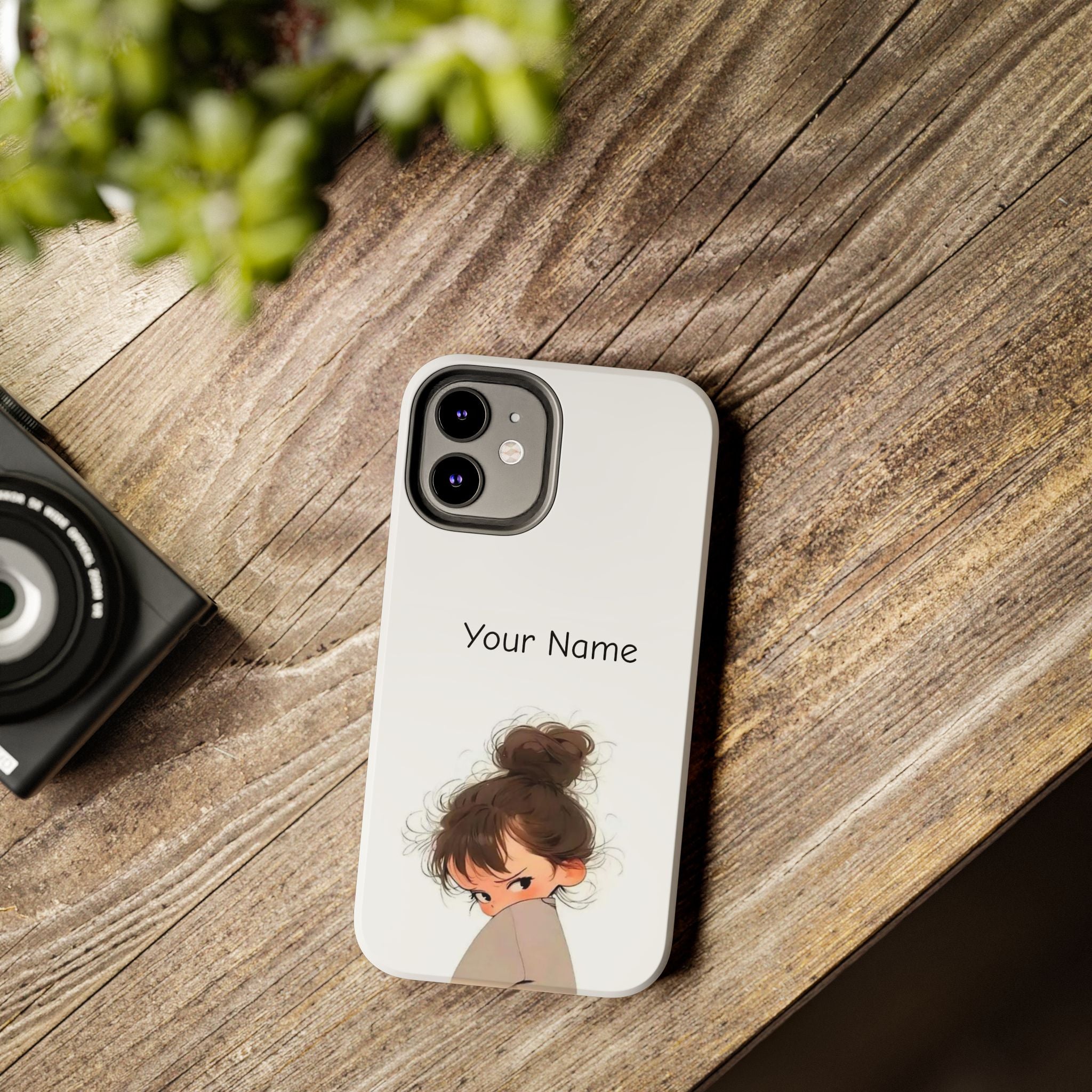 Personalized Cute Girl Tough Phone Case — Custom Name Protective iPhone Case
