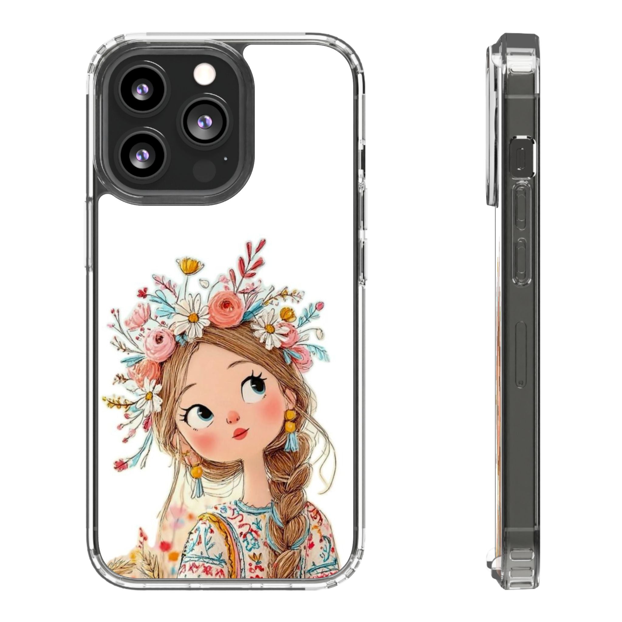 Floral Crown Girl Clear Phone Case