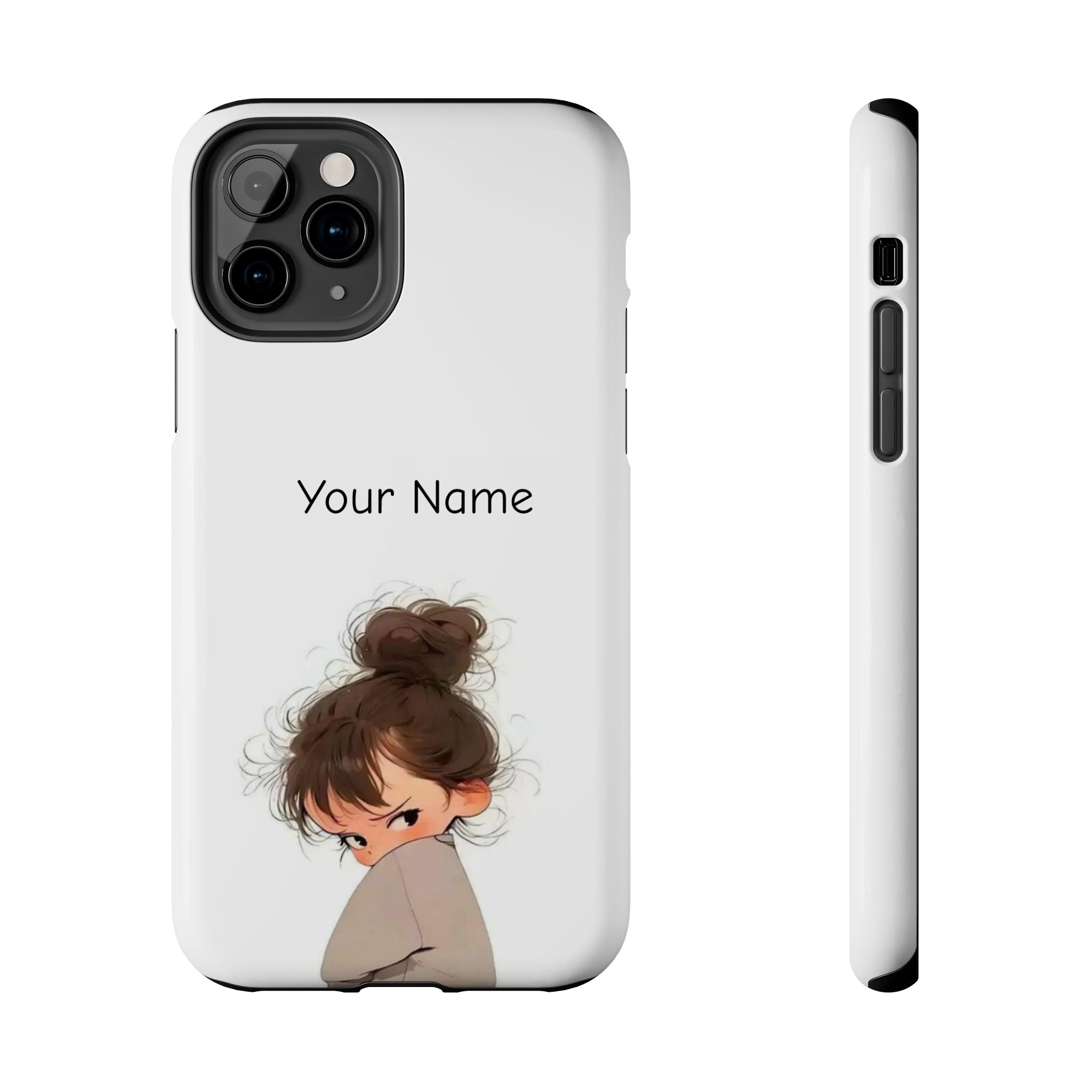 Personalized Cute Girl Tough Phone Case — Custom Name Protective iPhone Case