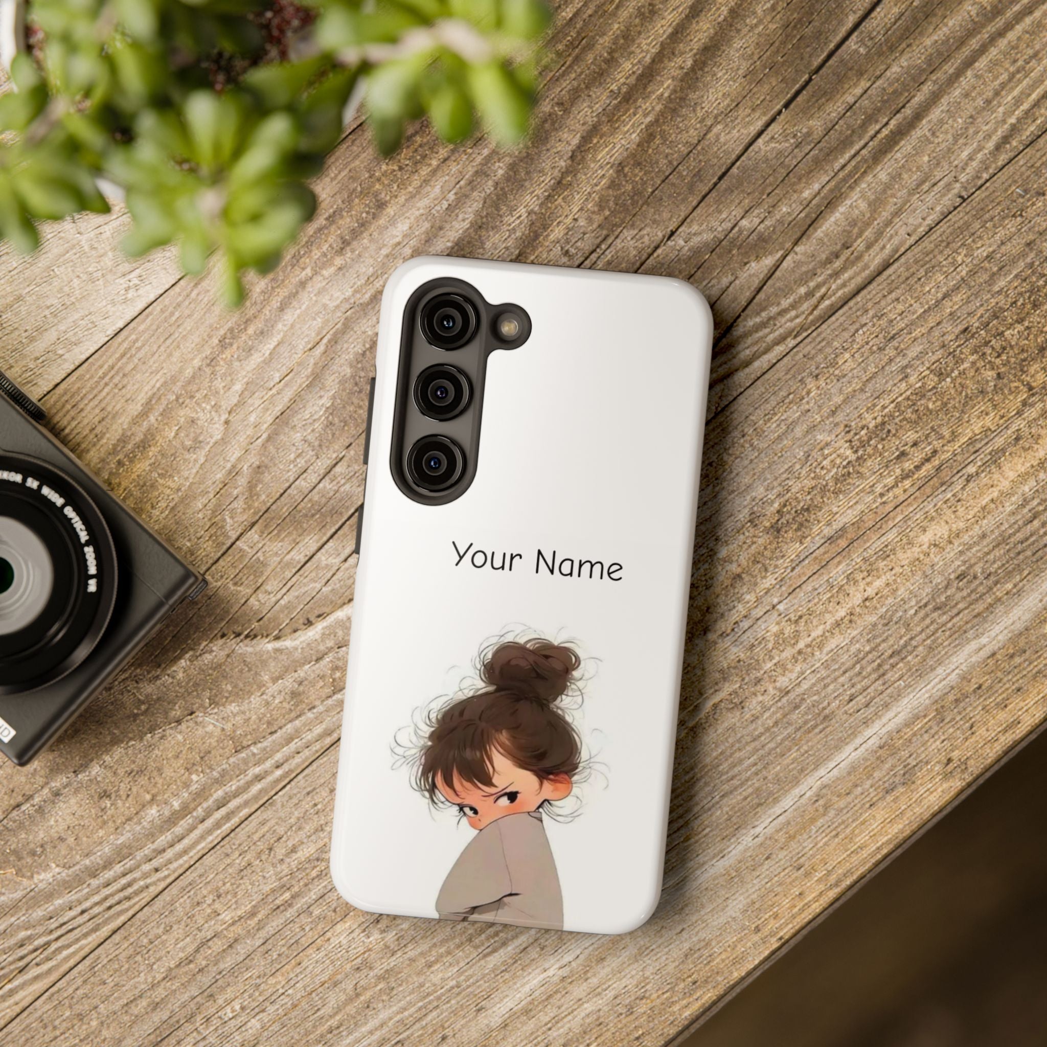Personalized Cute Girl Tough Phone Case — Custom Name Protective iPhone Case