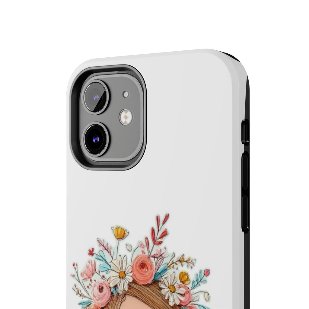 Floral Boho Girl Tough Phone Case — Cute Flower Crown Protection