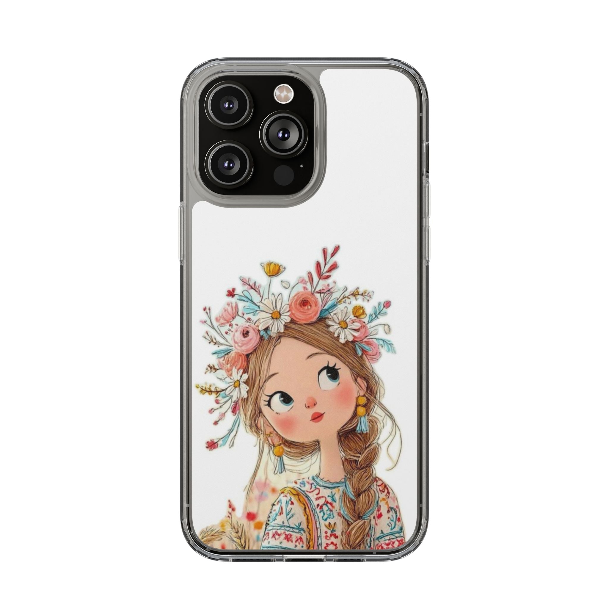 Floral Crown Girl Clear Phone Case