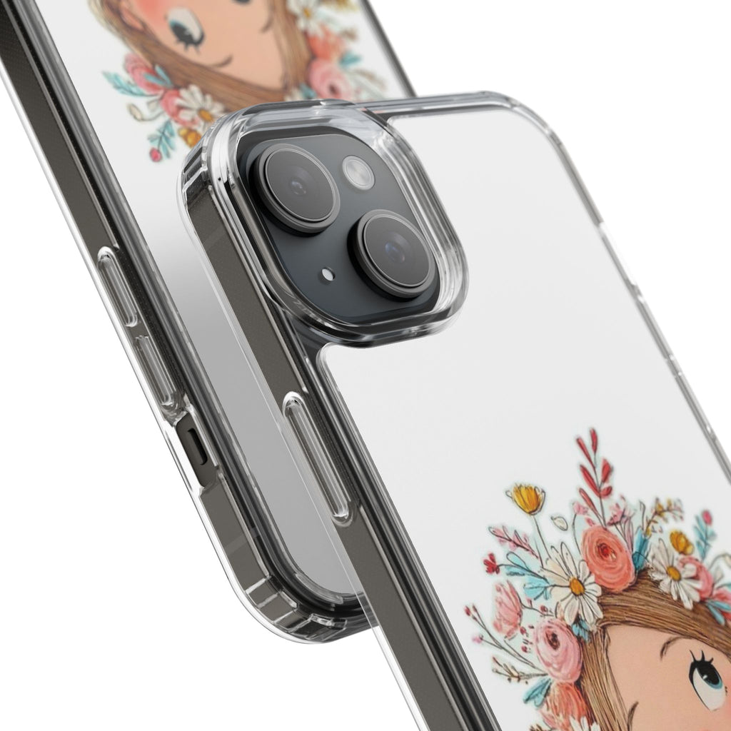 Floral Crown Girl Clear Phone Case