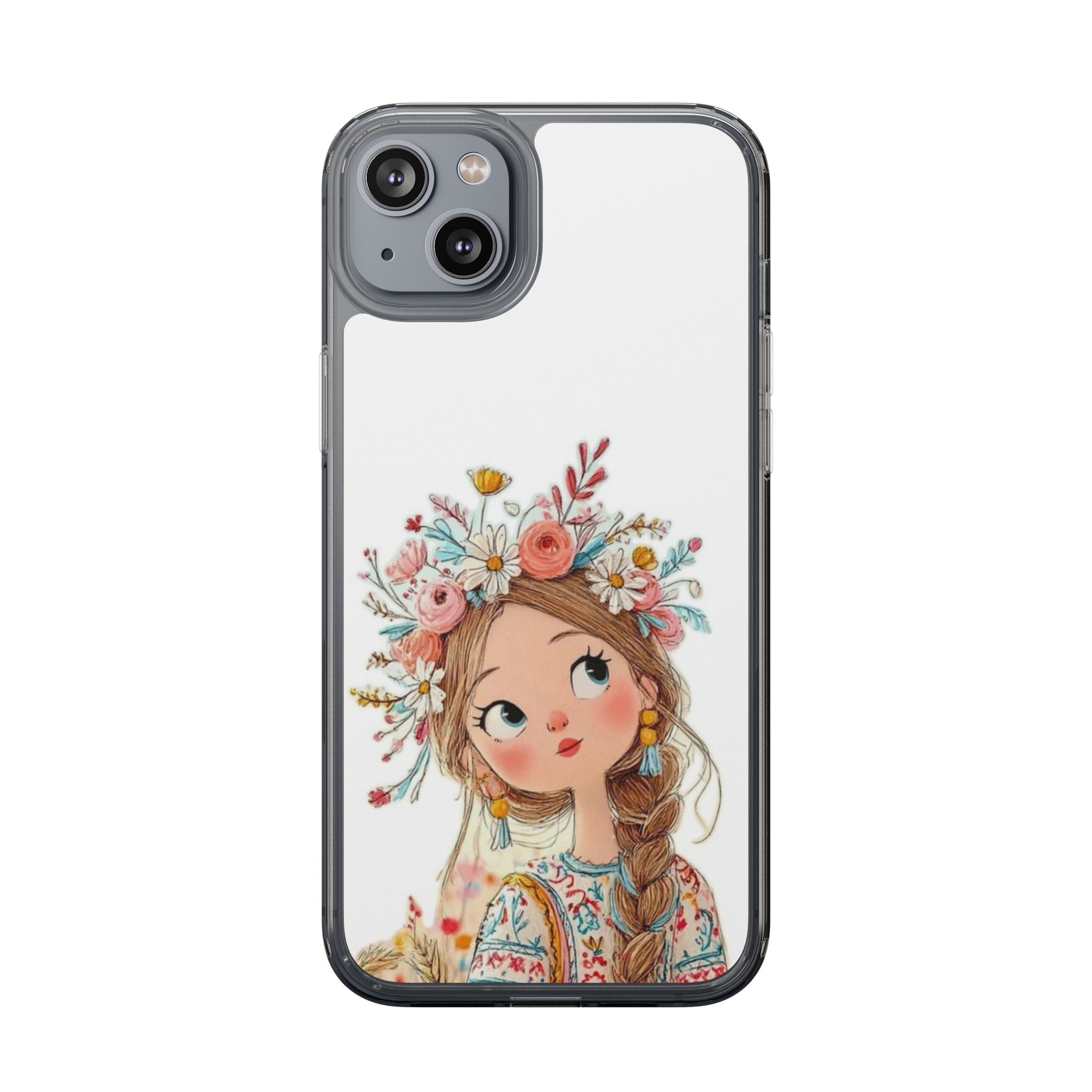 Floral Crown Girl Clear Phone Case