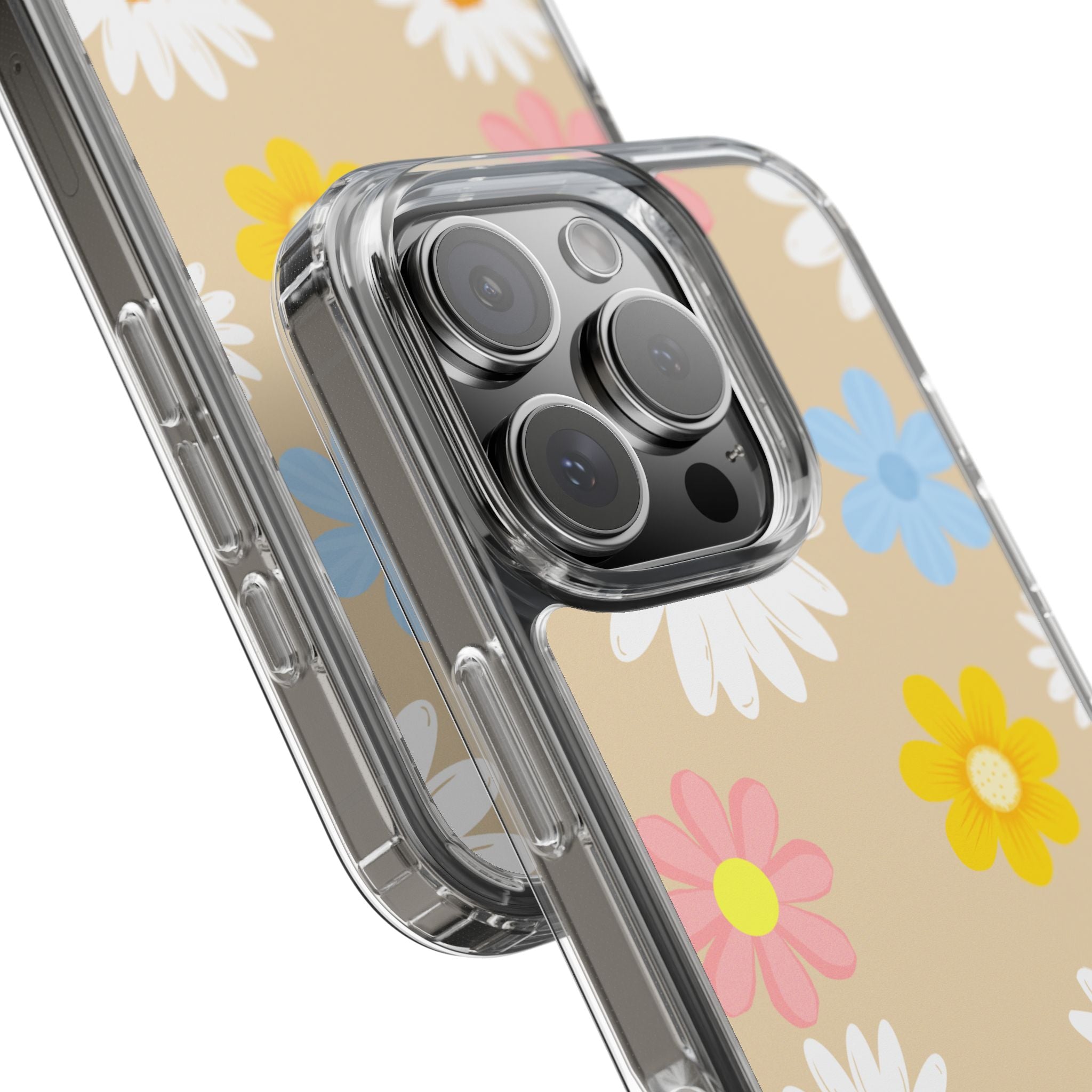 Daisy Floral Clear Phone Case — Pastel Flowers Protective iPhone Cover