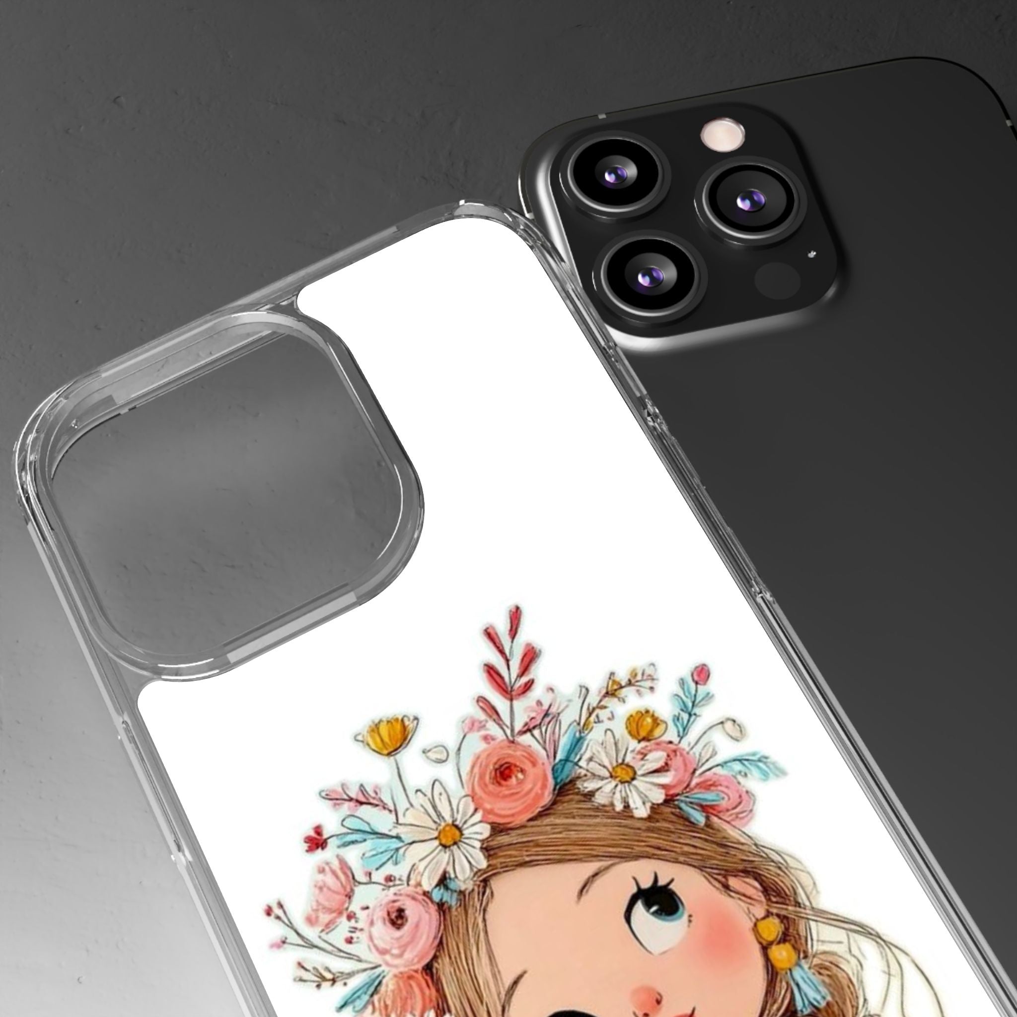 Floral Crown Girl Clear Phone Case