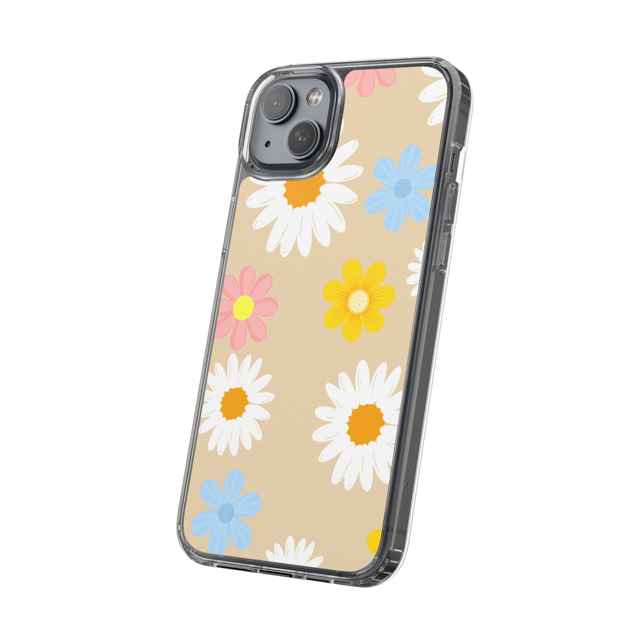 Daisy Floral Clear Phone Case — Pastel Flowers Protective iPhone Cover