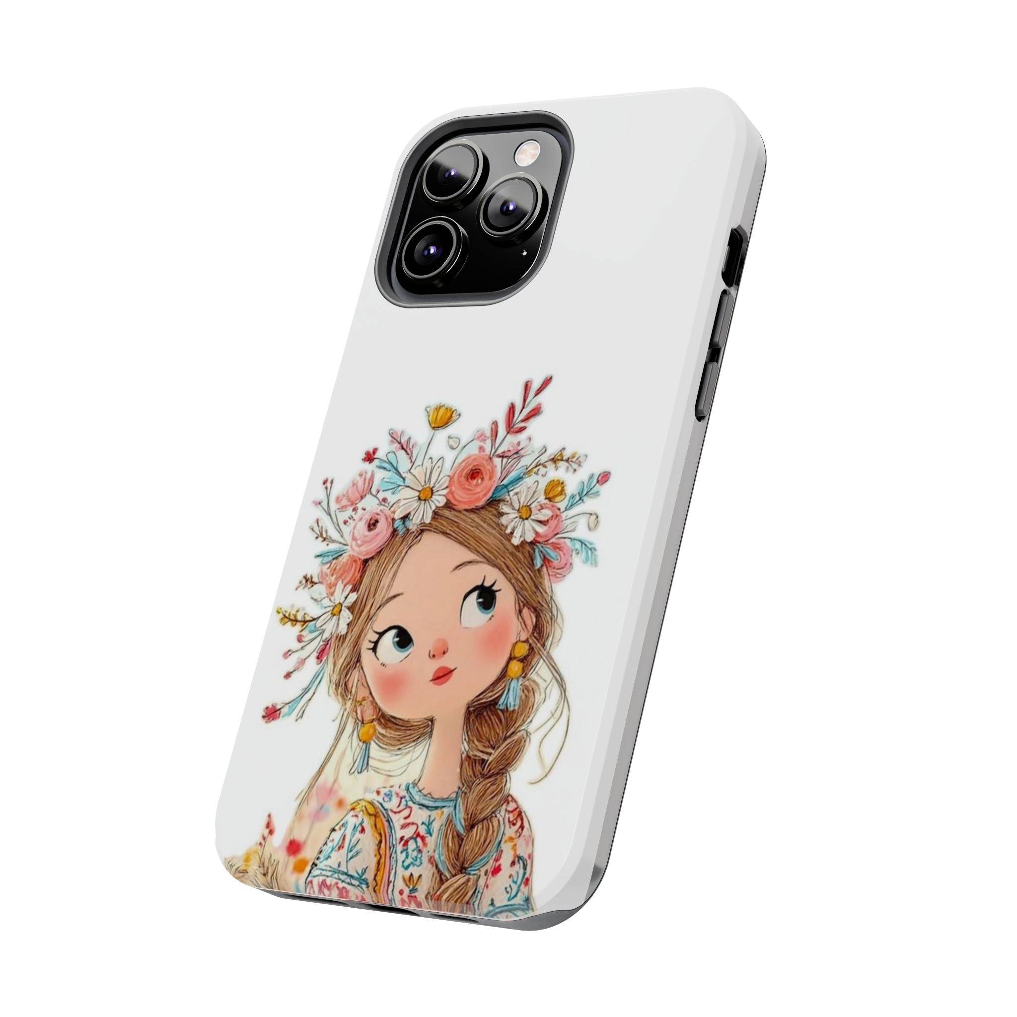 Floral Boho Girl Tough Phone Case — Cute Flower Crown Protection