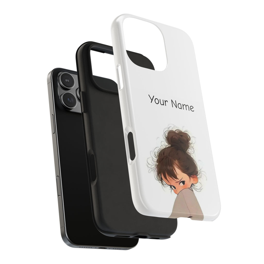 Personalized Cute Girl Tough Phone Case — Custom Name Protective iPhone Case