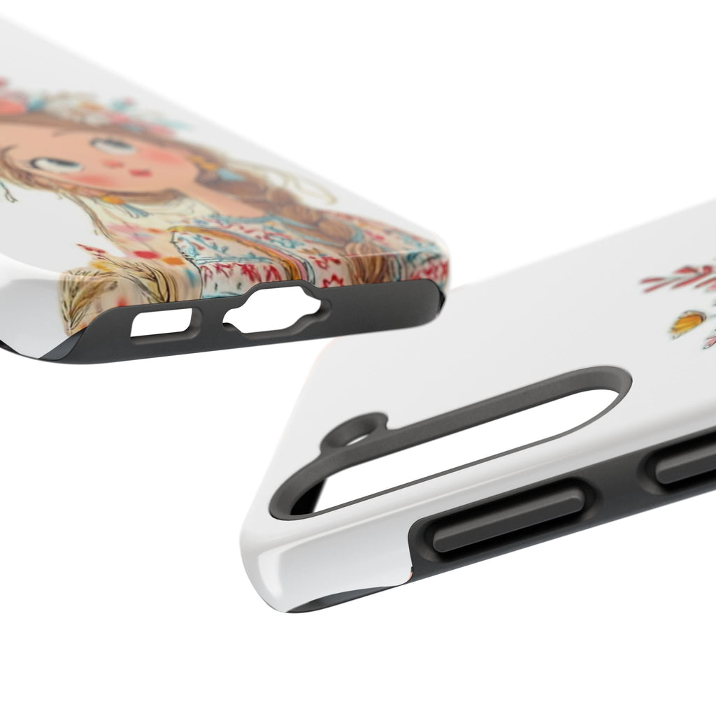 Floral Boho Girl Tough Phone Case — Cute Flower Crown Protection