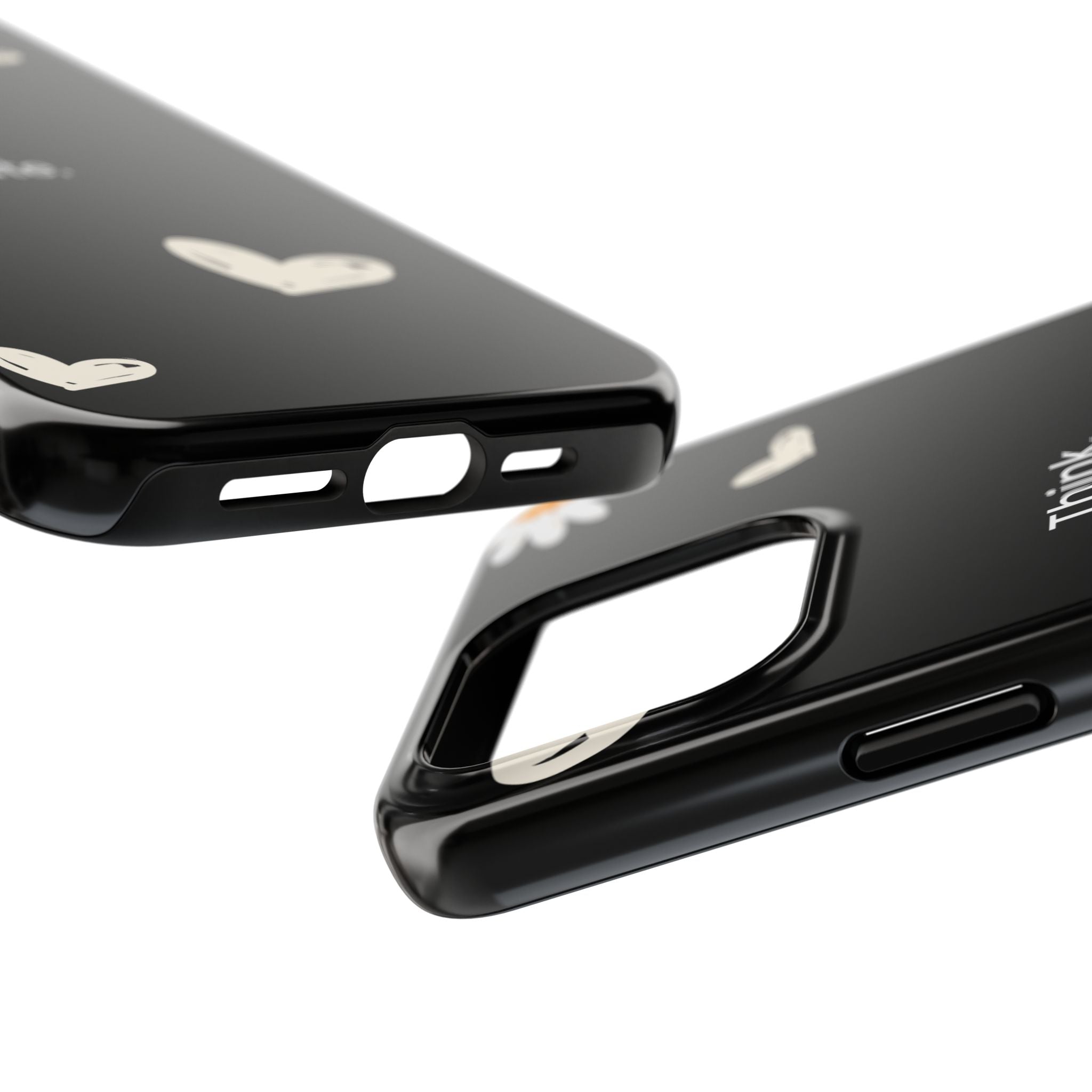 Think. Plan. Execute. Black Floral Tough Phone Case