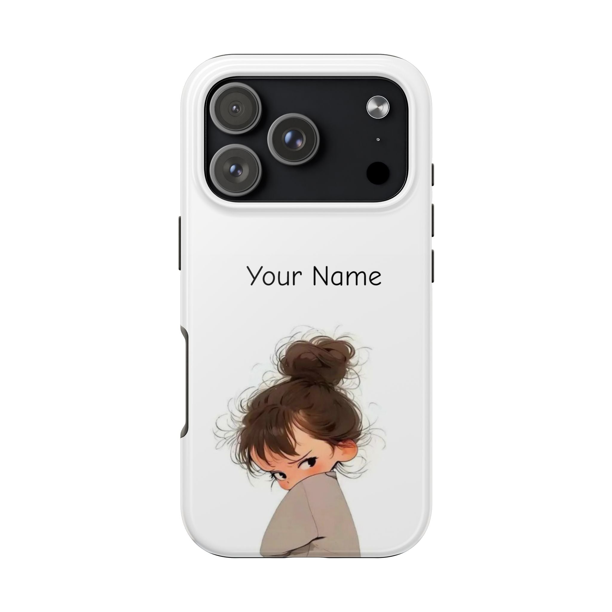 Personalized Cute Girl Tough Phone Case — Custom Name Protective iPhone Case
