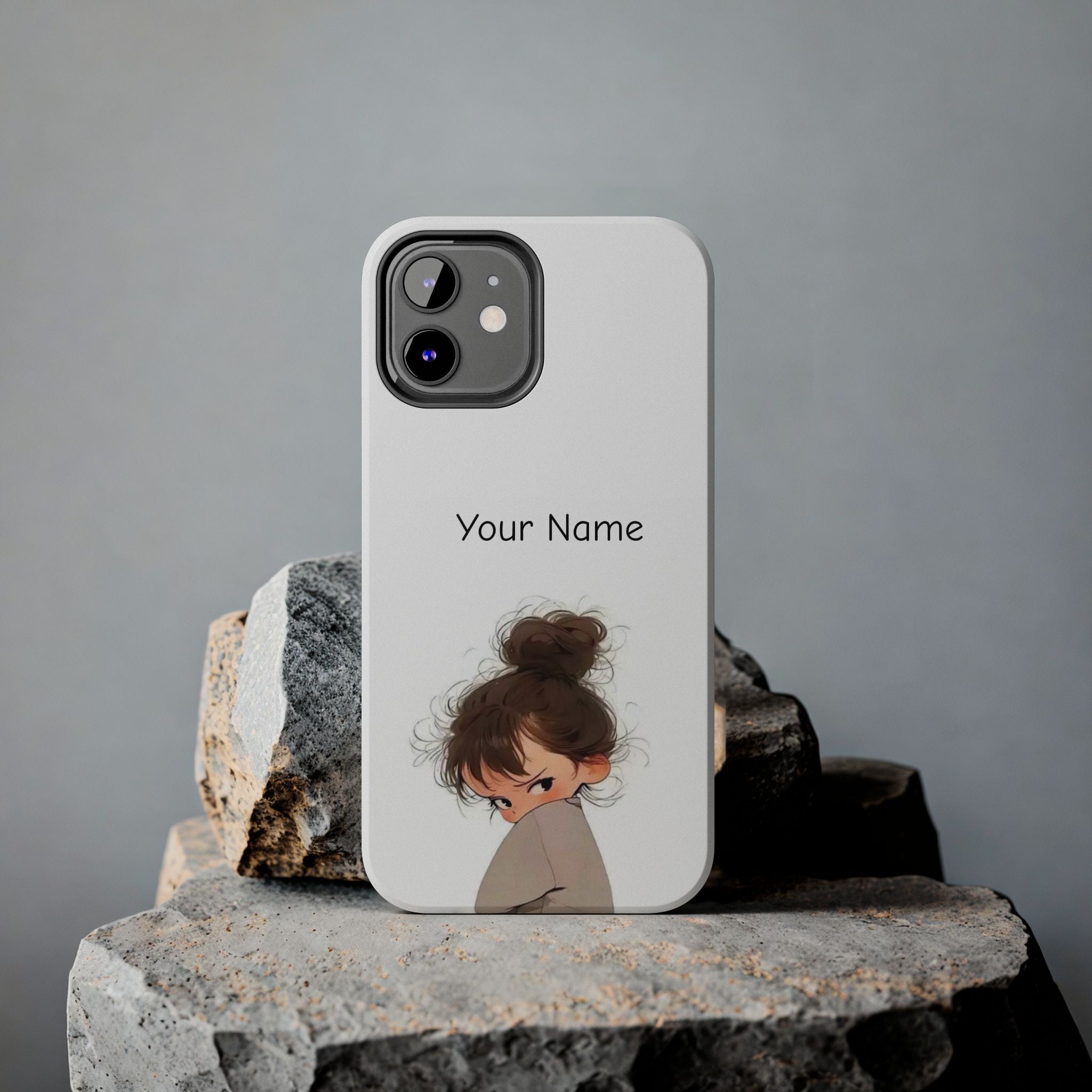 Personalized Cute Girl Tough Phone Case — Custom Name Protective iPhone Case
