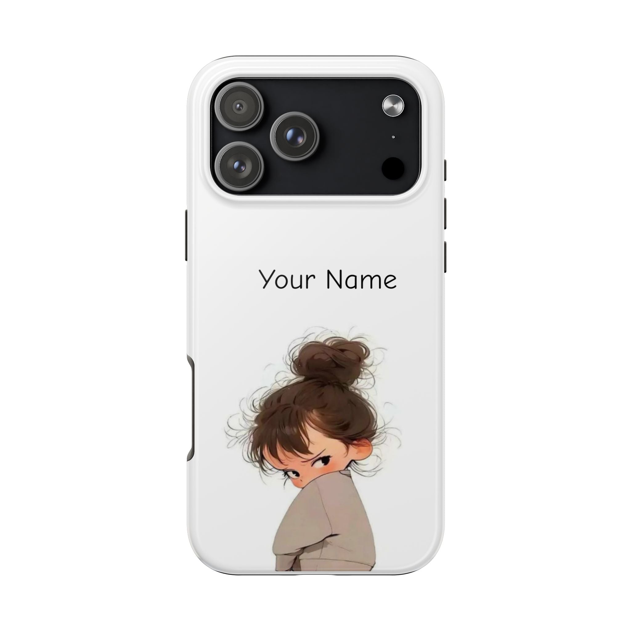 Personalized Cute Girl Tough Phone Case — Custom Name Protective iPhone Case