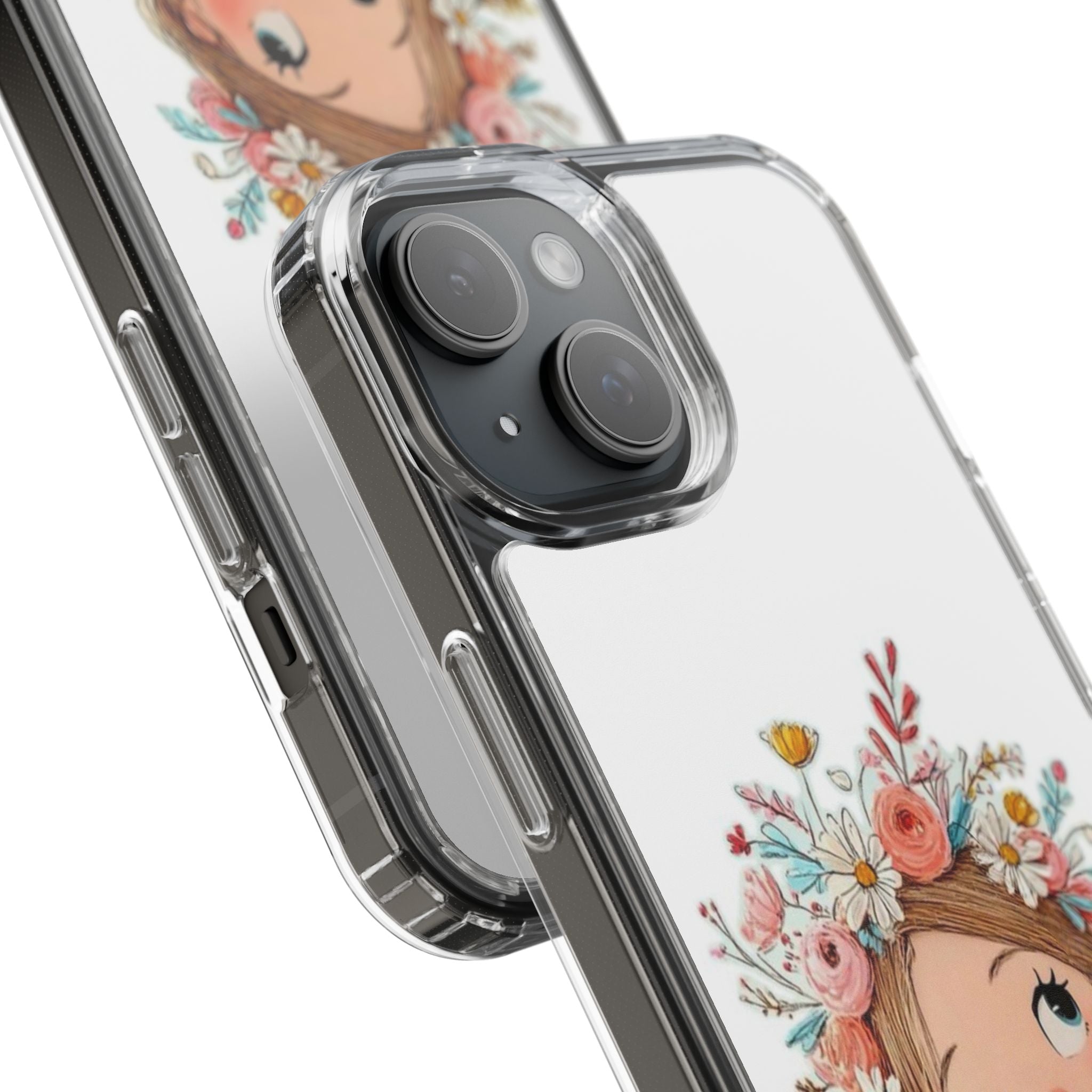 Floral Crown Girl Clear Phone Case