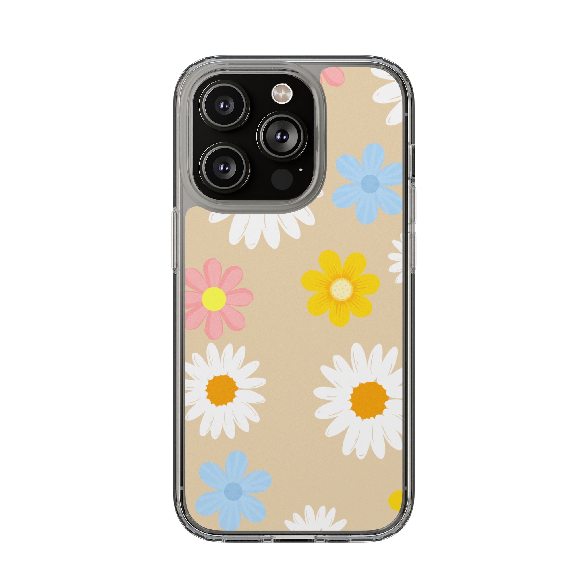 Daisy Floral Clear Phone Case — Pastel Flowers Protective iPhone Cover