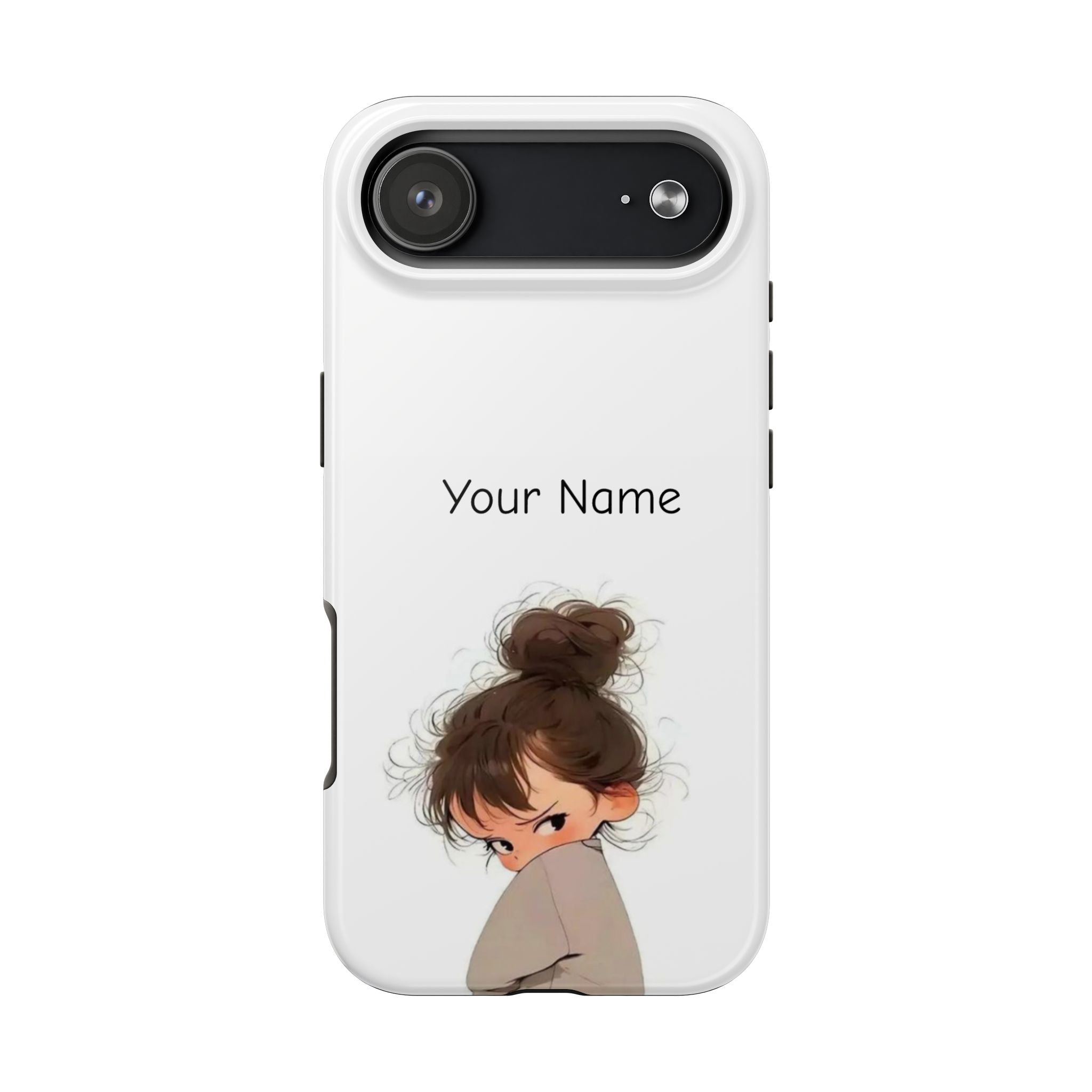 Personalized Cute Girl Tough Phone Case — Custom Name Protective iPhone Case