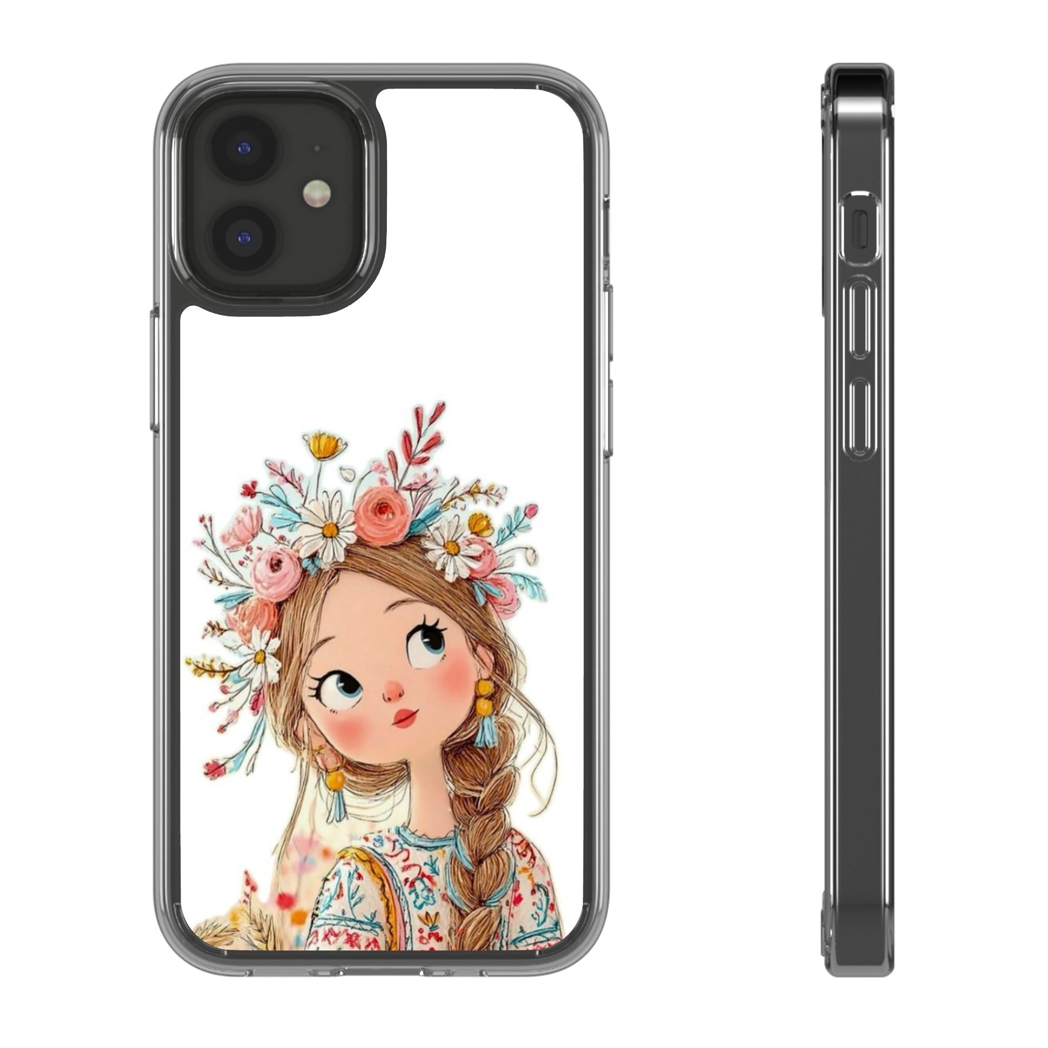 Floral Crown Girl Clear Phone Case