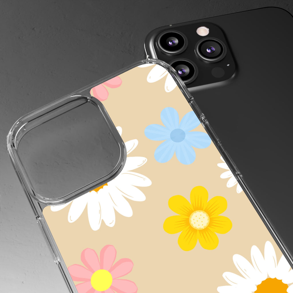 Daisy Floral Clear Phone Case — Pastel Flowers Protective iPhone Cover