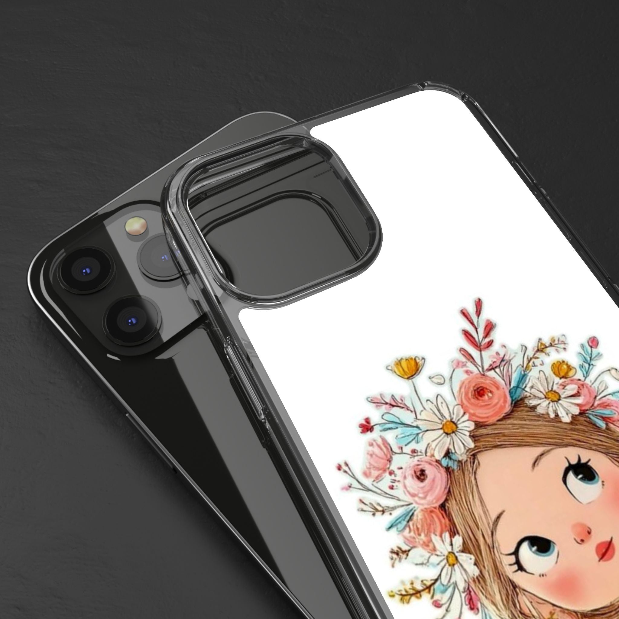Floral Crown Girl Clear Phone Case