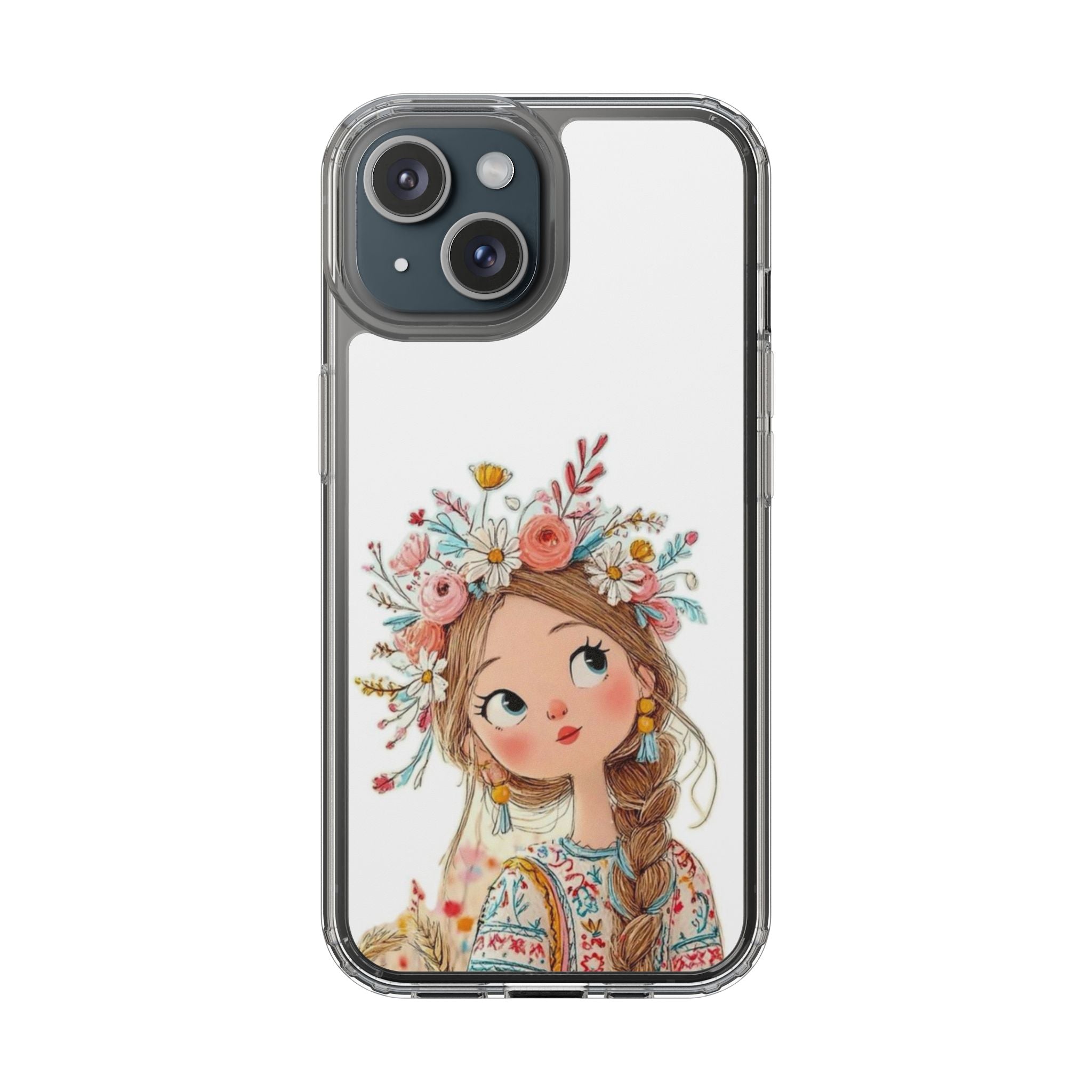 Floral Crown Girl Clear Phone Case
