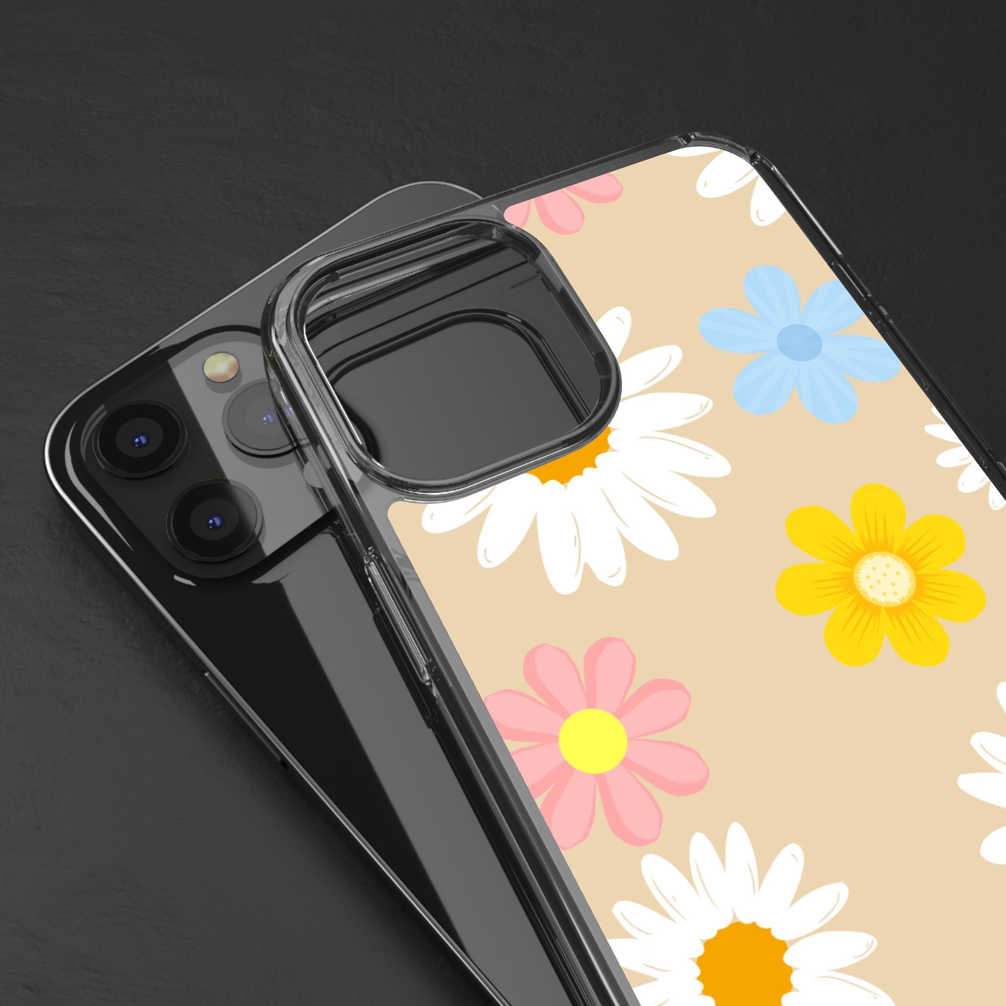Daisy Floral Clear Phone Case — Pastel Flowers Protective iPhone Cover