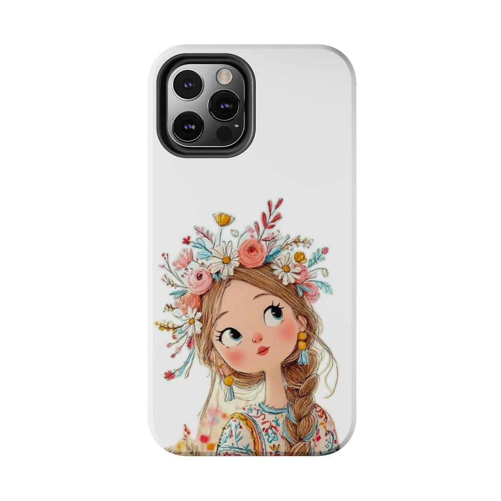 Floral Boho Girl Tough Phone Case — Cute Flower Crown Protection
