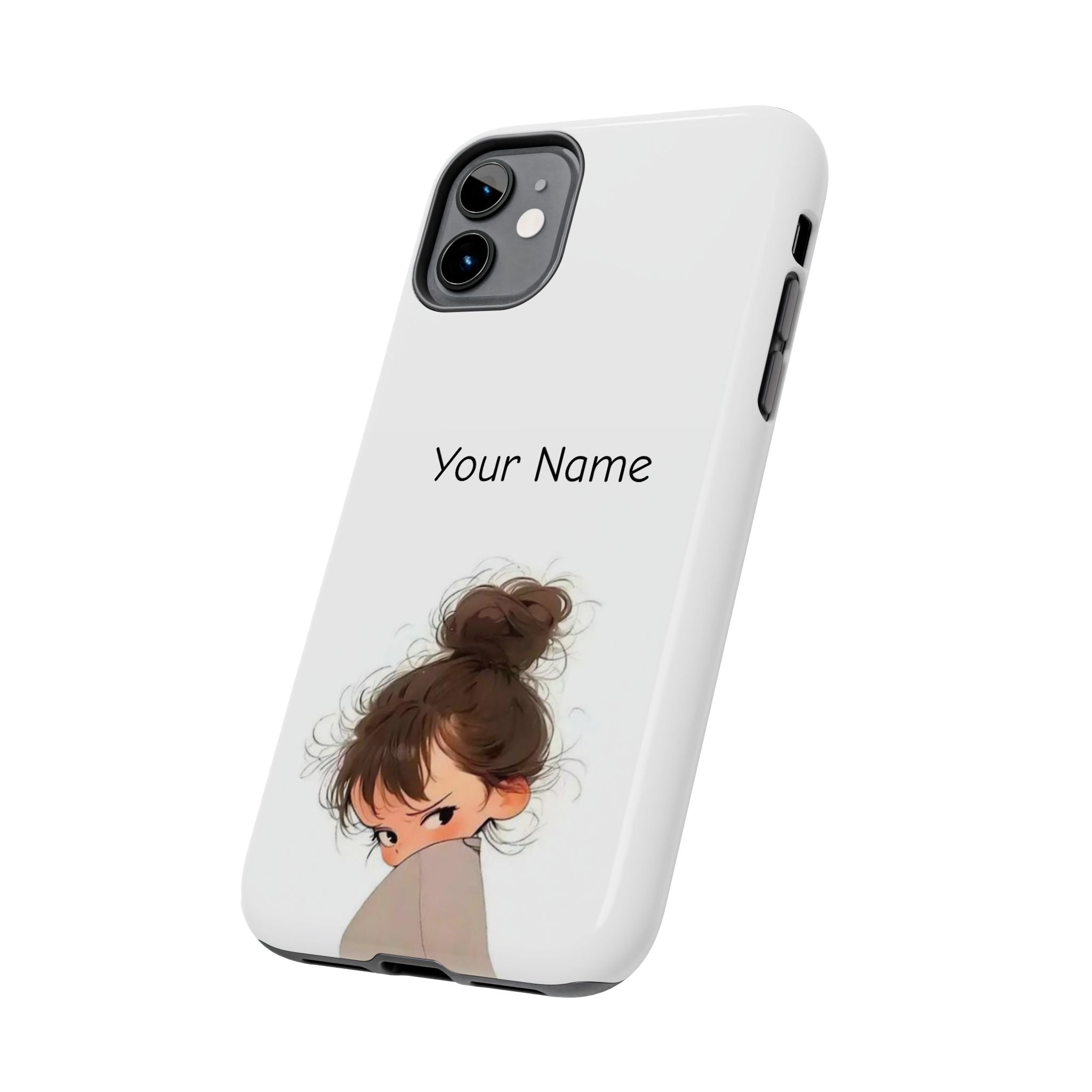Personalized Cute Girl Tough Phone Case — Custom Name Protective iPhone Case