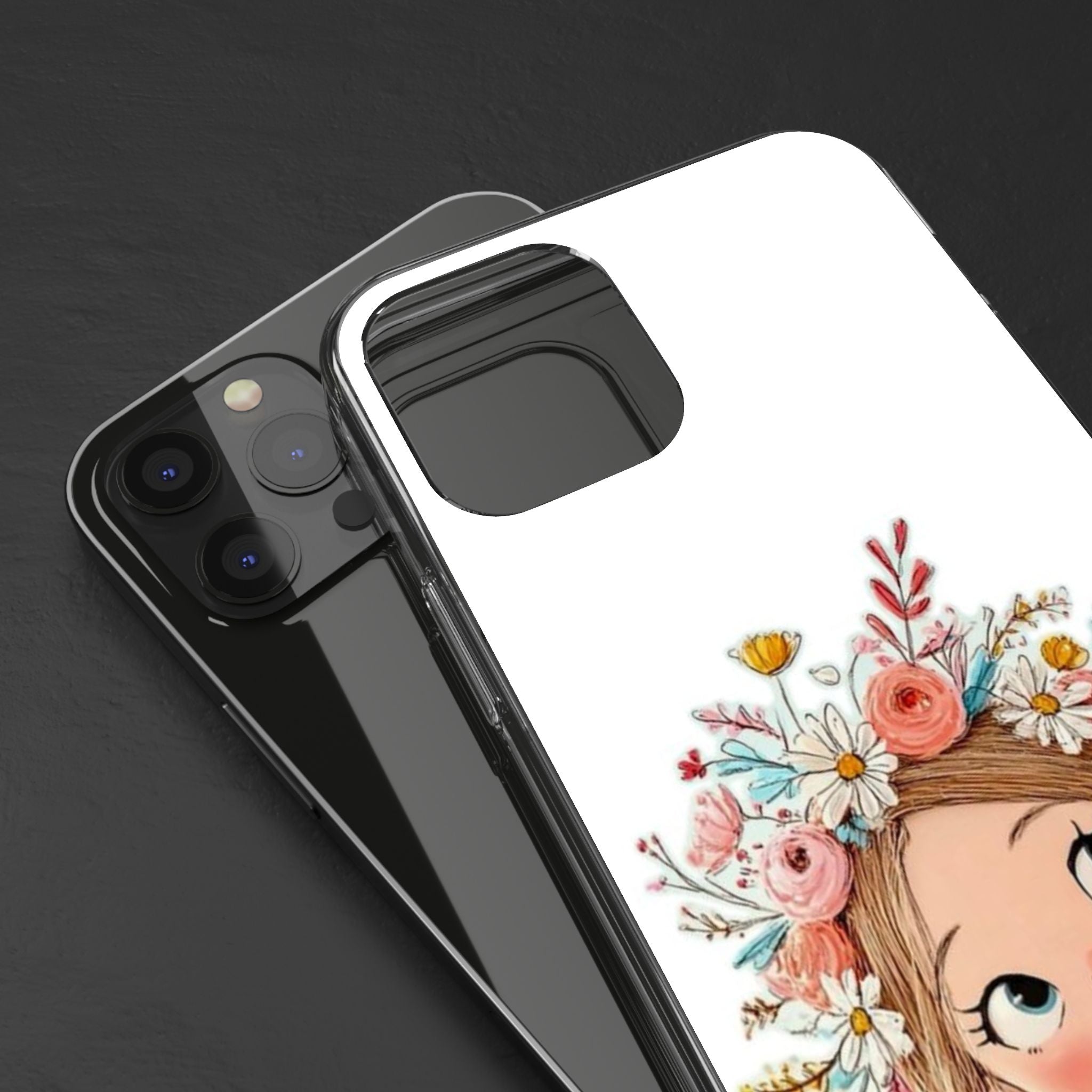 Floral Crown Girl Clear Phone Case