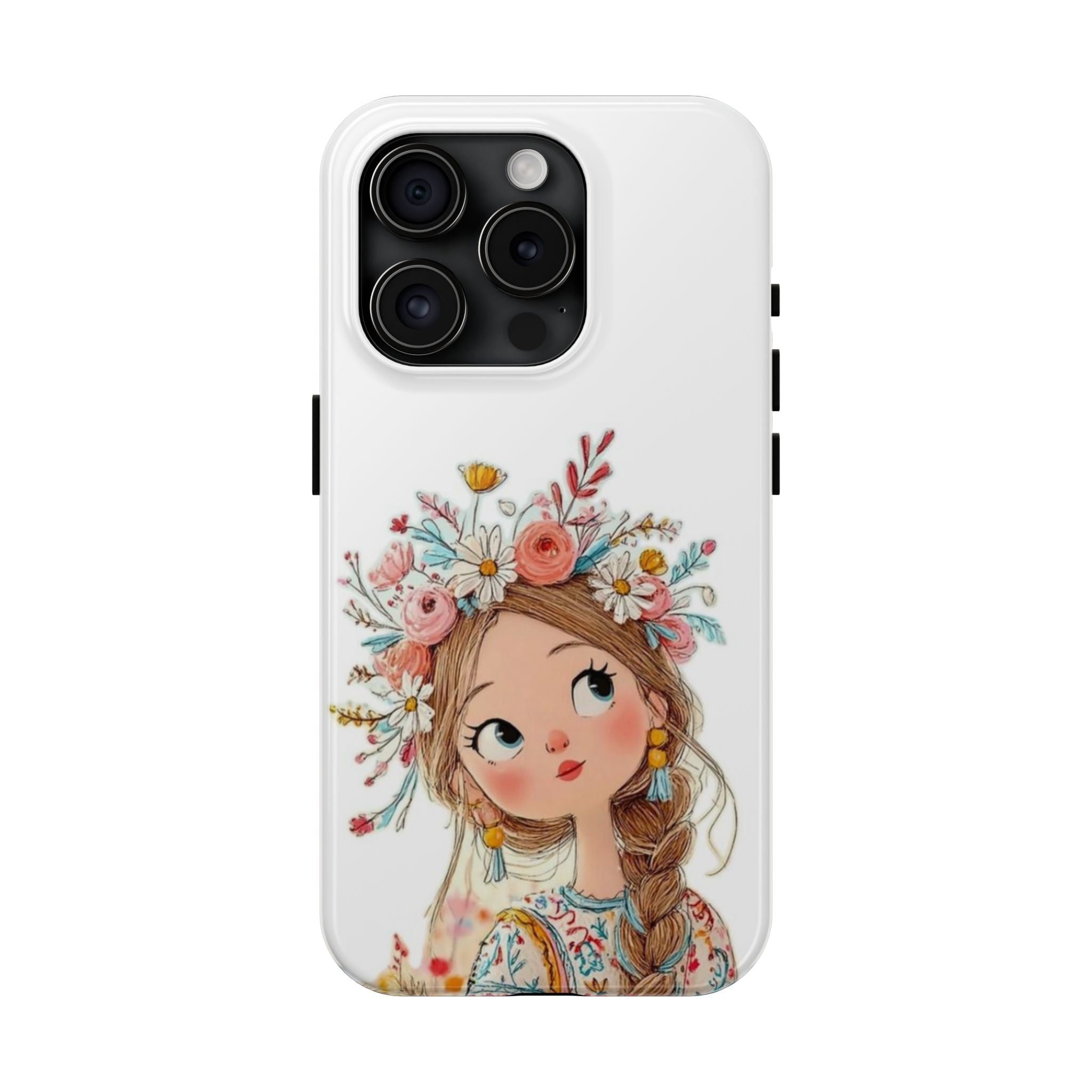 Floral Boho Girl Tough Phone Case — Cute Flower Crown Protection