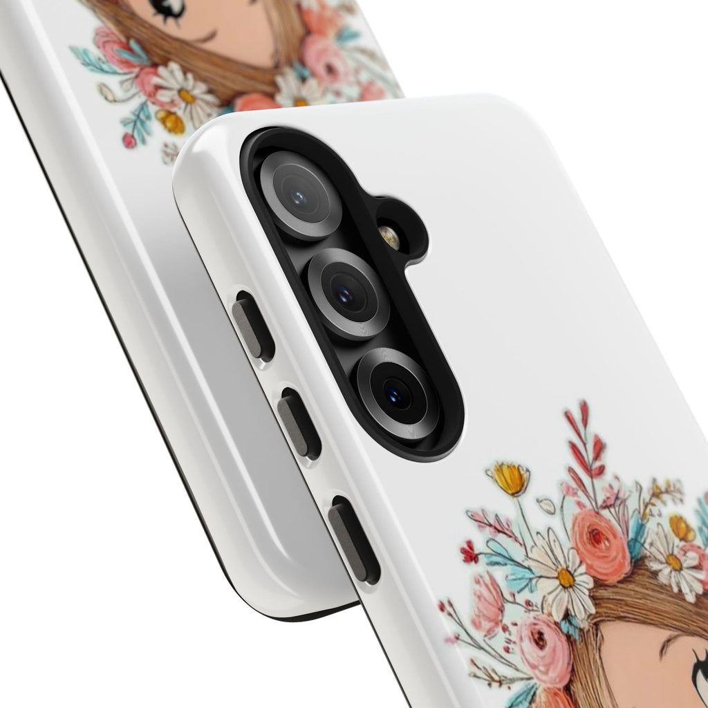 Floral Boho Girl Tough Phone Case — Cute Flower Crown Protection