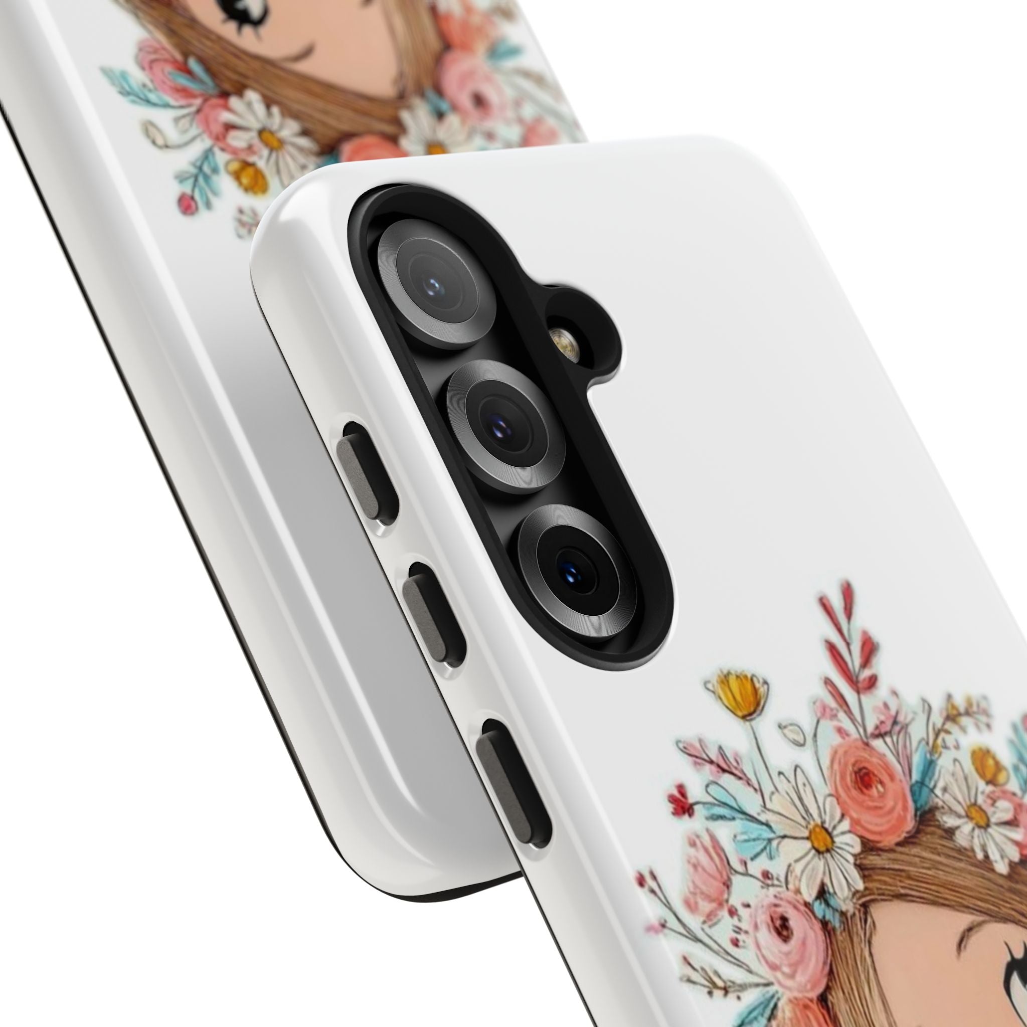 Floral Boho Girl Tough Phone Case — Cute Flower Crown Protection