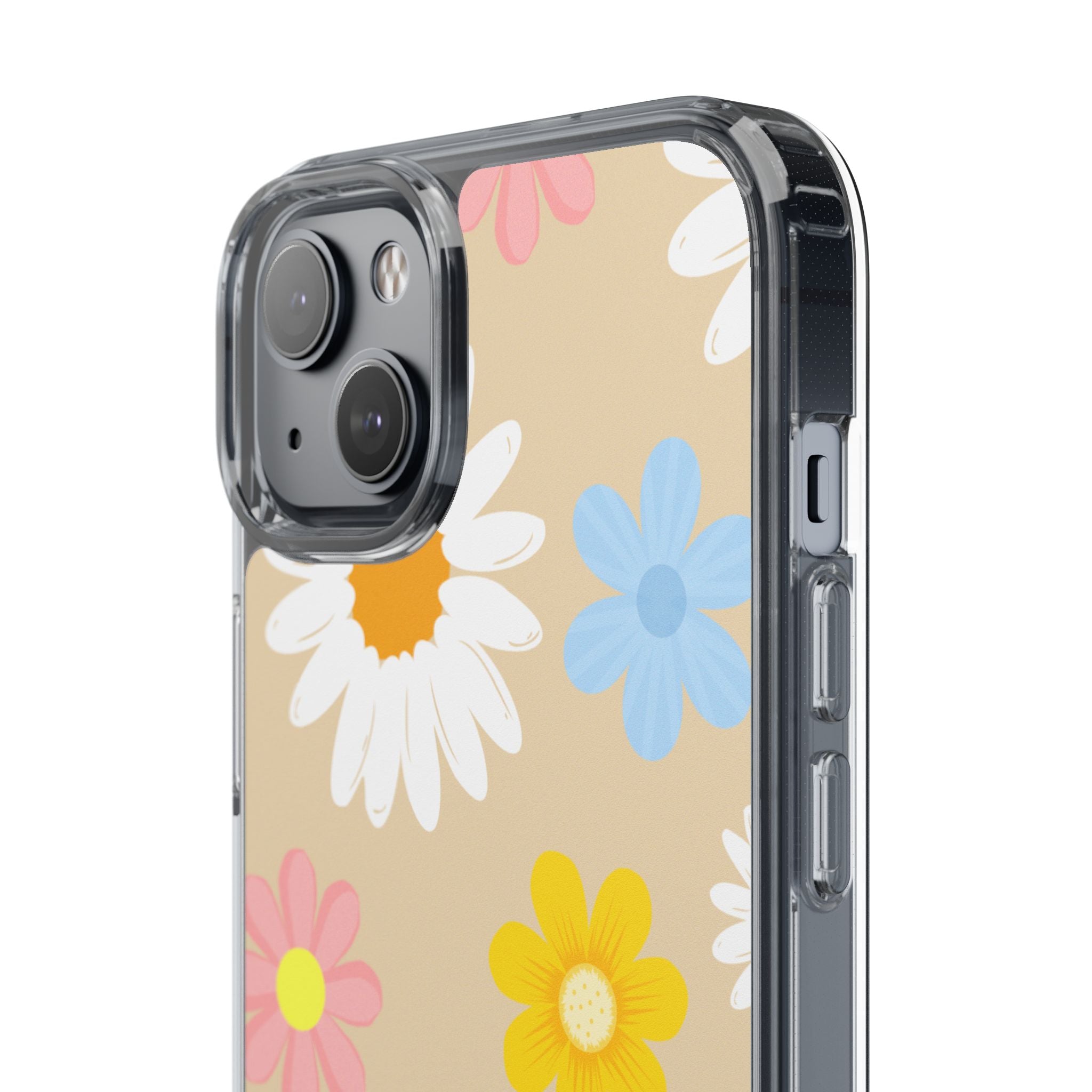 Daisy Floral Clear Phone Case — Pastel Flowers Protective iPhone Cover