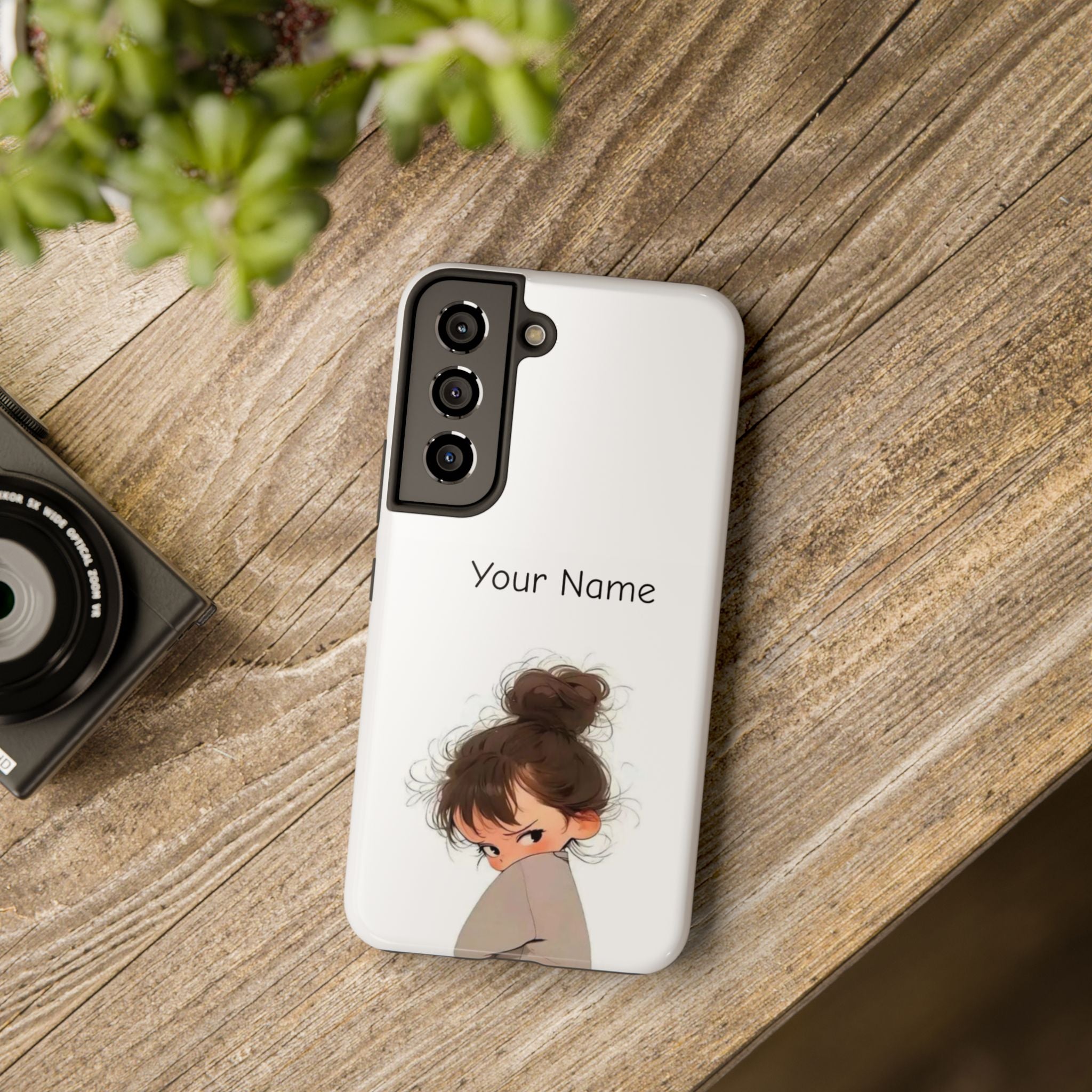 Personalized Cute Girl Tough Phone Case — Custom Name Protective iPhone Case