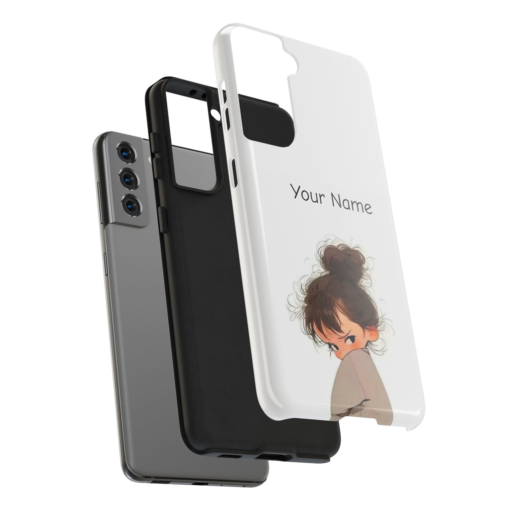Personalized Cute Girl Tough Phone Case — Custom Name Protective iPhone Case