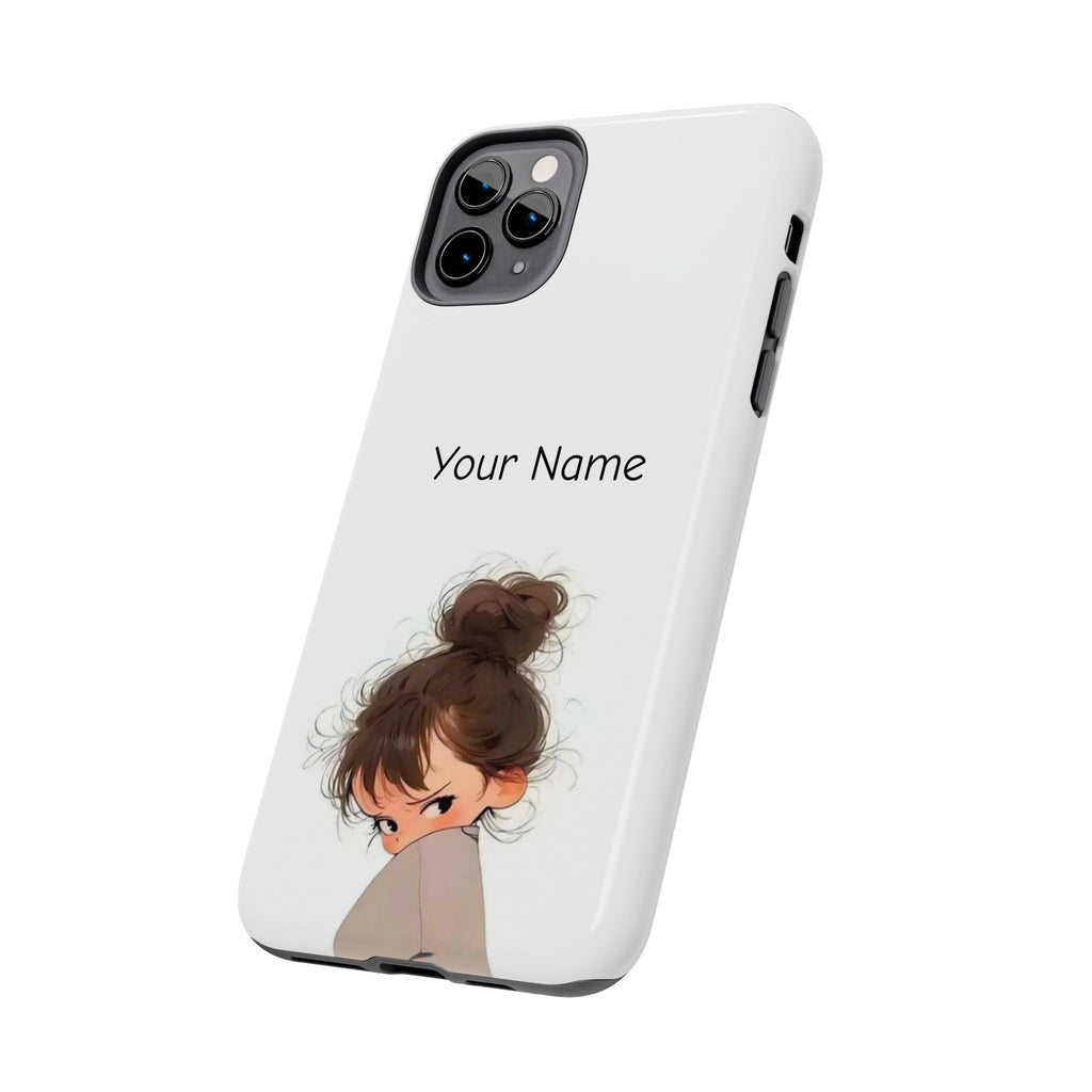 Personalized Cute Girl Tough Phone Case — Custom Name Protective iPhone Case