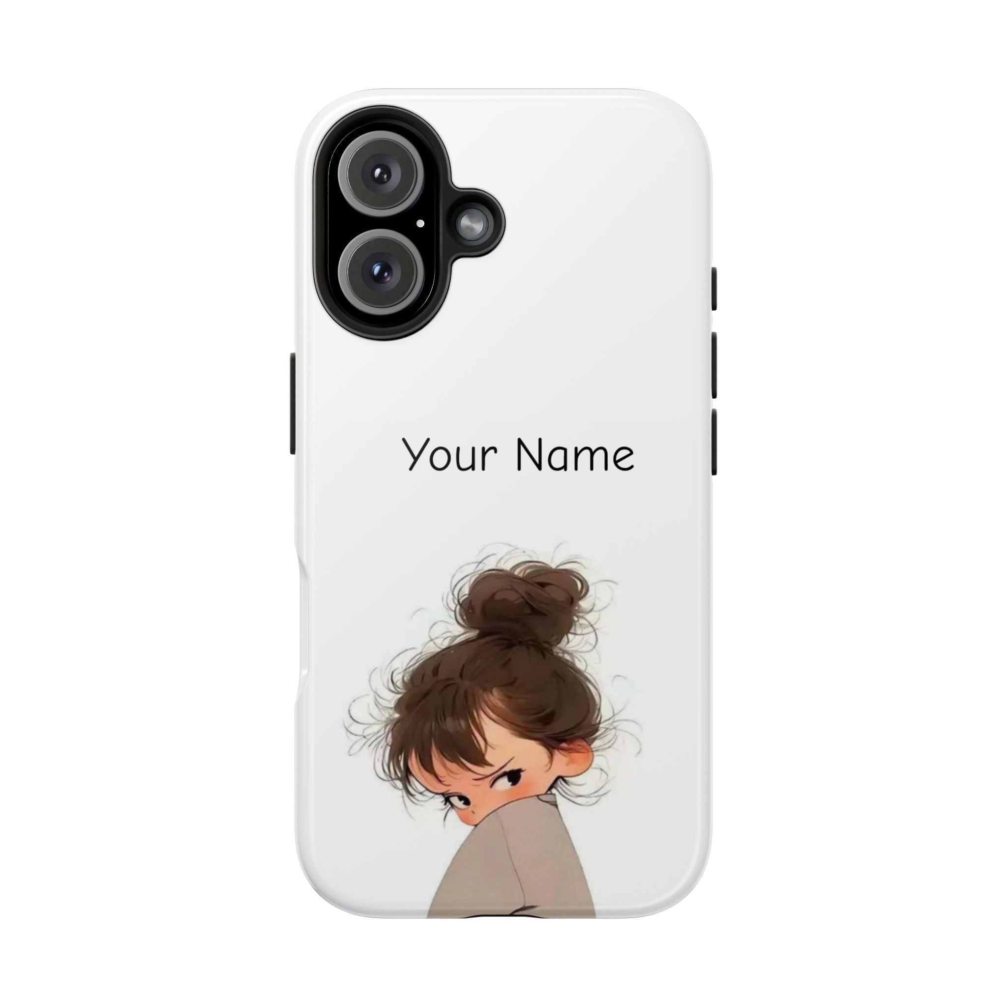 Personalized Cute Girl Tough Phone Case — Custom Name Protective iPhone Case