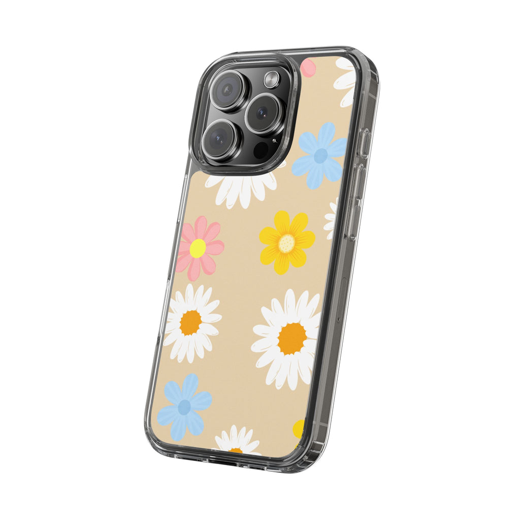 Daisy Floral Clear Phone Case — Pastel Flowers Protective iPhone Cover