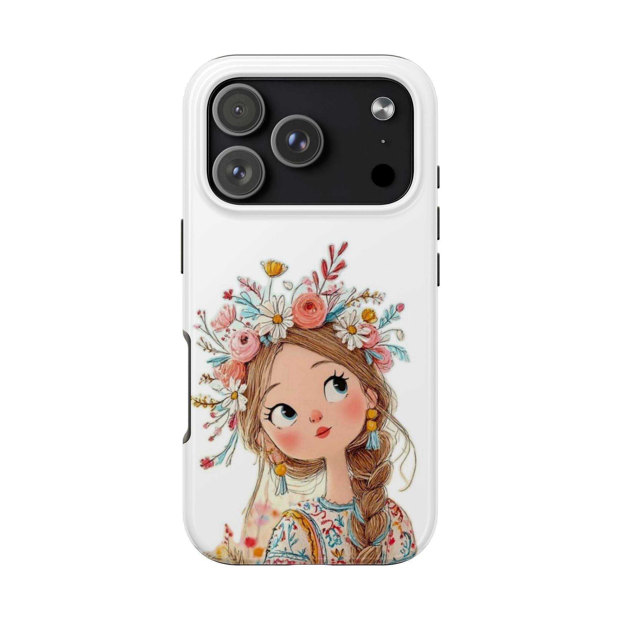 Floral Boho Girl Tough Phone Case — Cute Flower Crown Protection