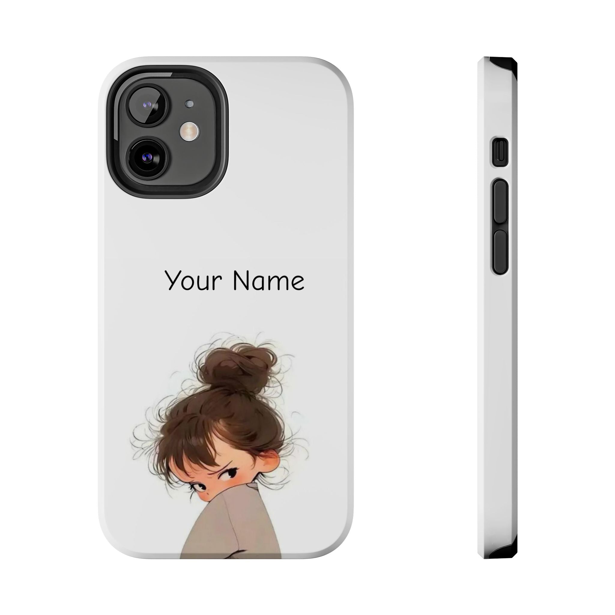 Personalized Cute Girl Tough Phone Case — Custom Name Protective iPhone Case
