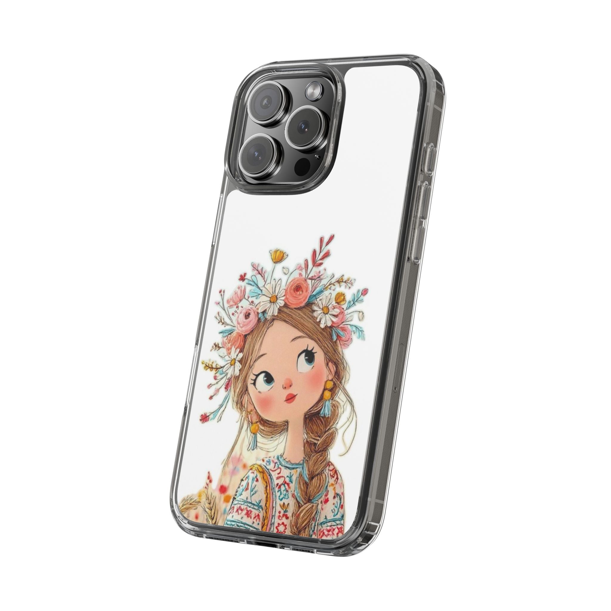 Floral Crown Girl Clear Phone Case