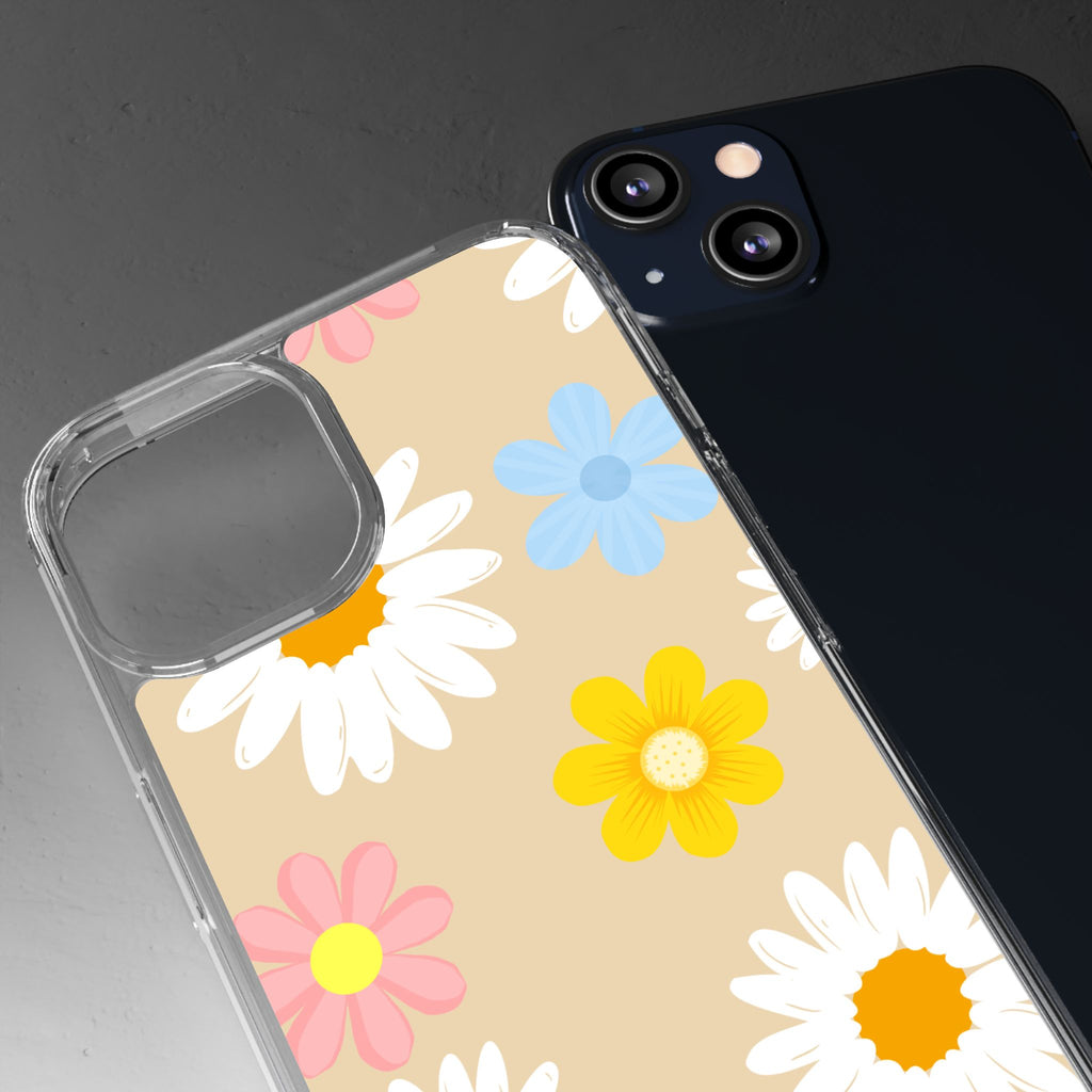 Daisy Floral Clear Phone Case — Pastel Flowers Protective iPhone Cover