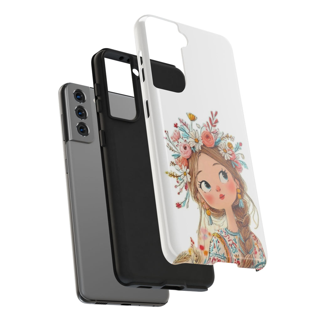 Floral Boho Girl Tough Phone Case — Cute Flower Crown Protection