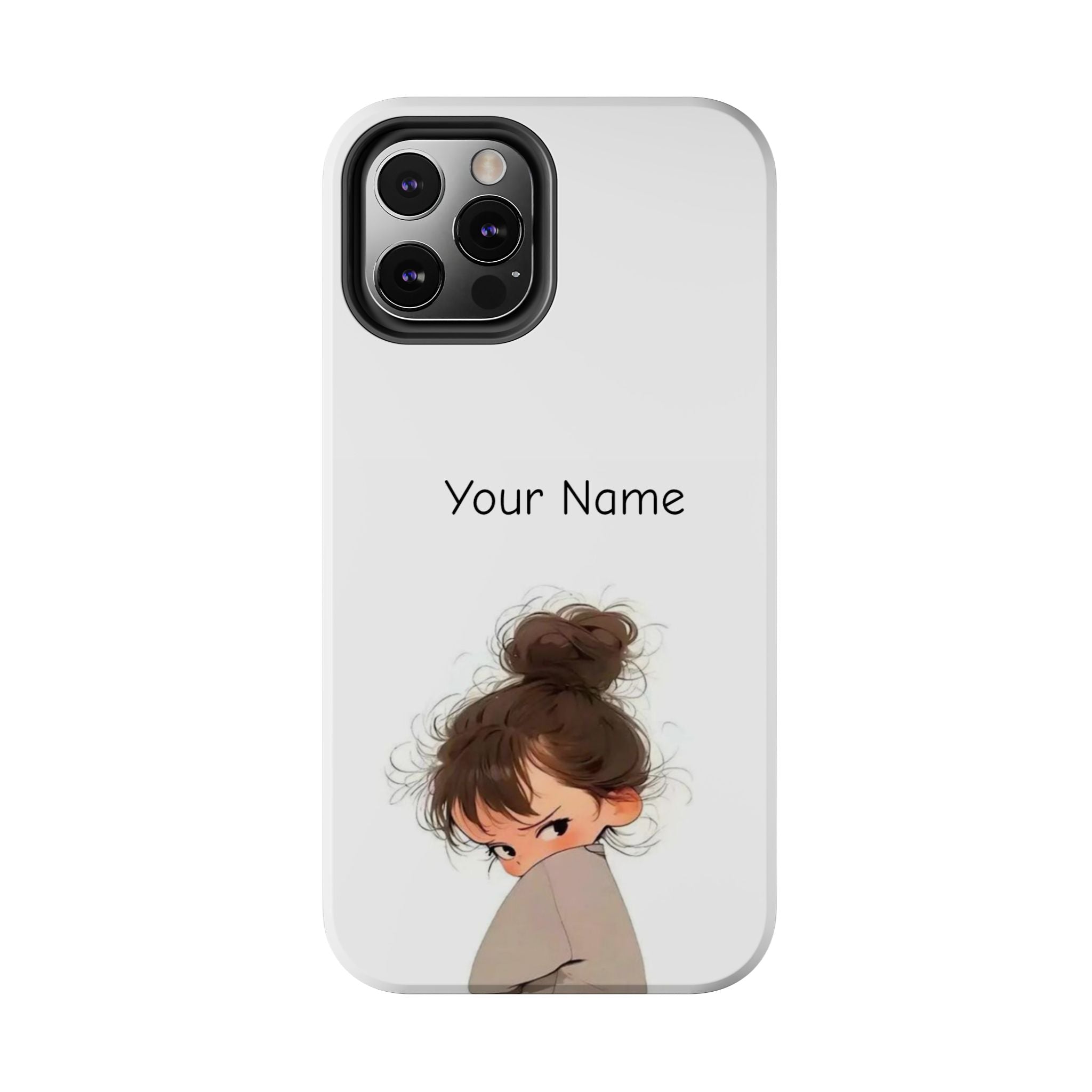 Personalized Cute Girl Tough Phone Case — Custom Name Protective iPhone Case