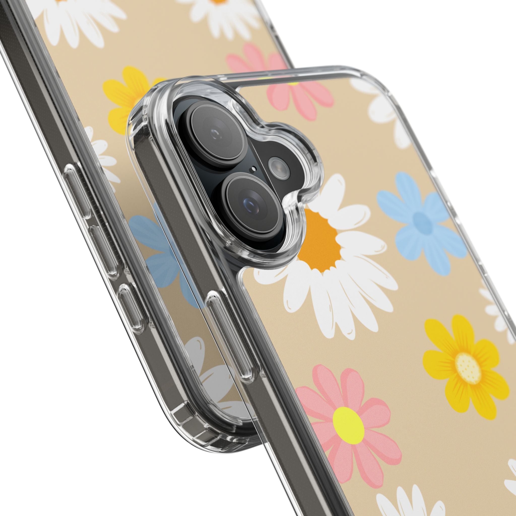 Daisy Floral Clear Phone Case — Pastel Flowers Protective iPhone Cover